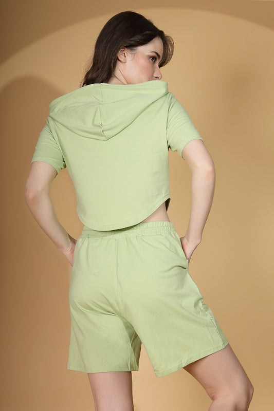 Women Pista Hooded Solid Short Set - Global Republic
