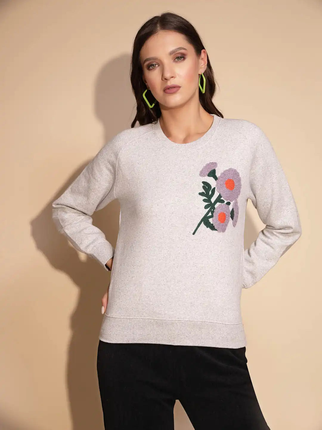 Grey Solid Hosiery Hooded Sweatshirt - Global Republic