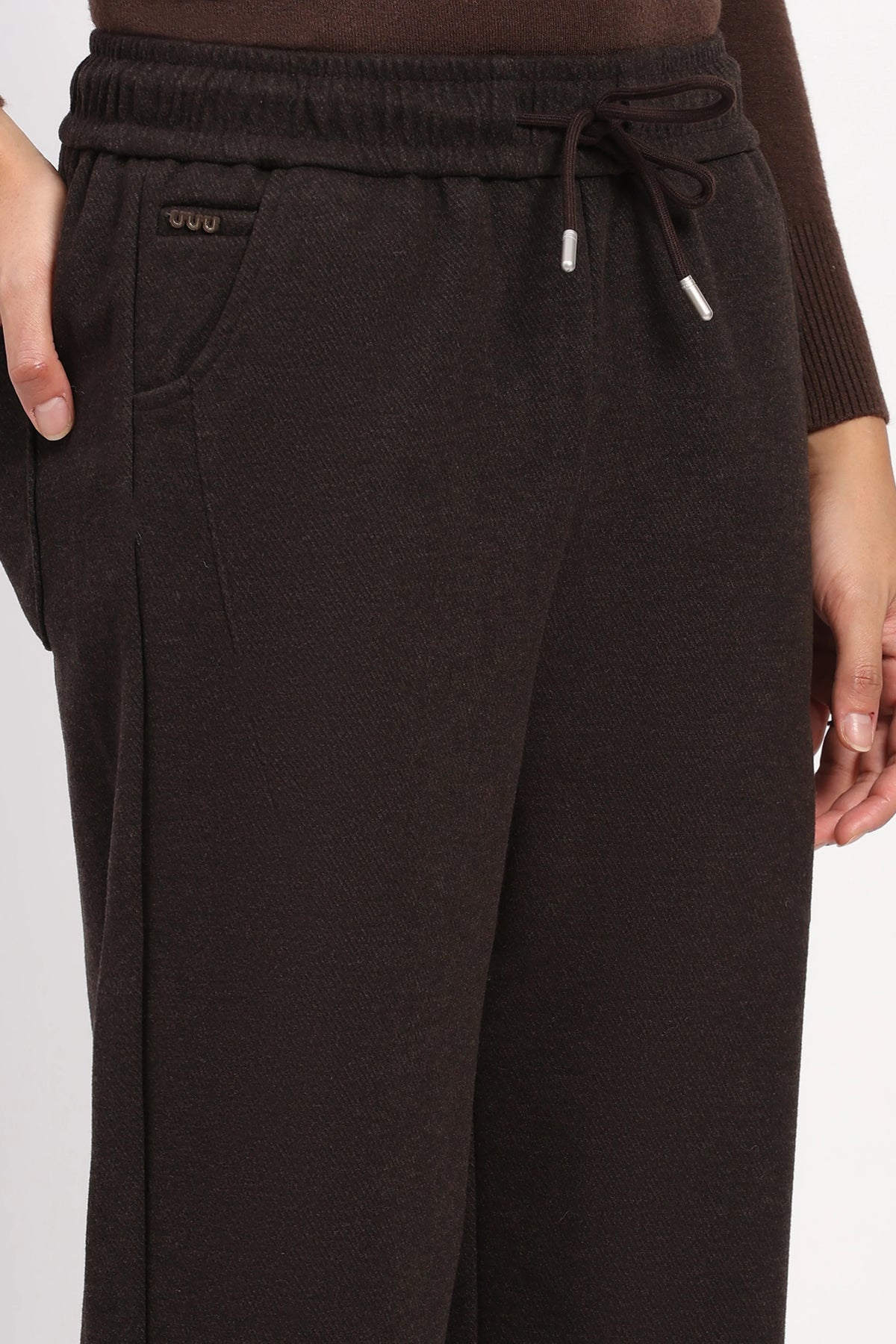 Coffee Brown Straight-Fit Winter Lower-Global Republic