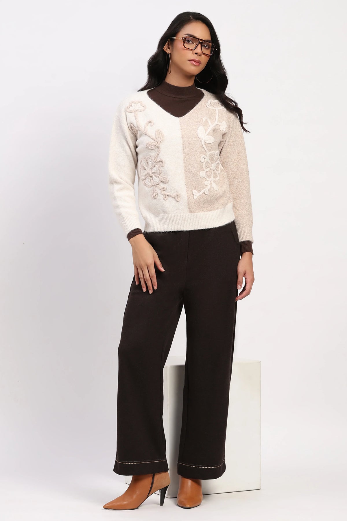 Coffee Brown Straight-Fit Winter Lower-Global Republic