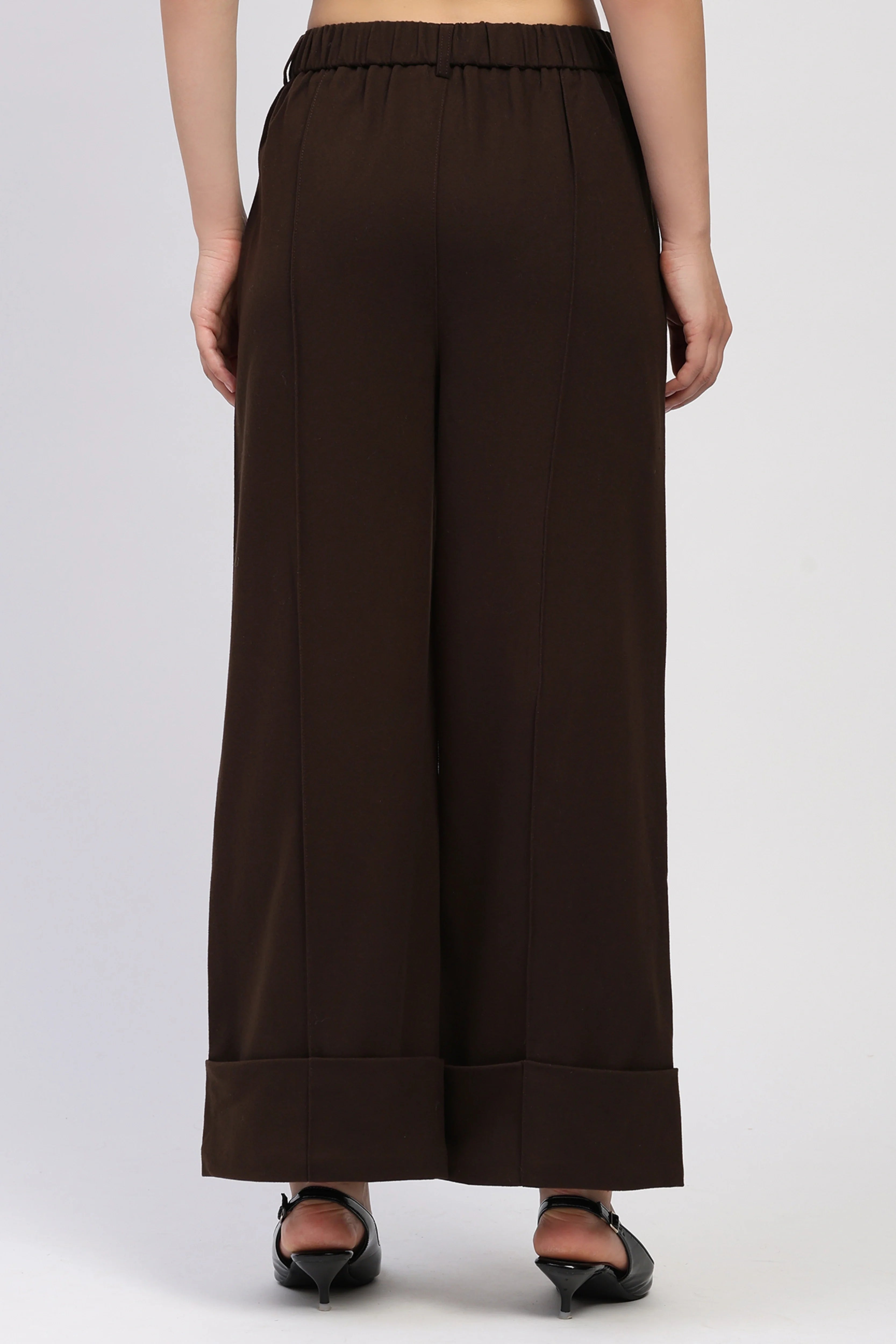 Coffee Brown Flared Winter Trousers