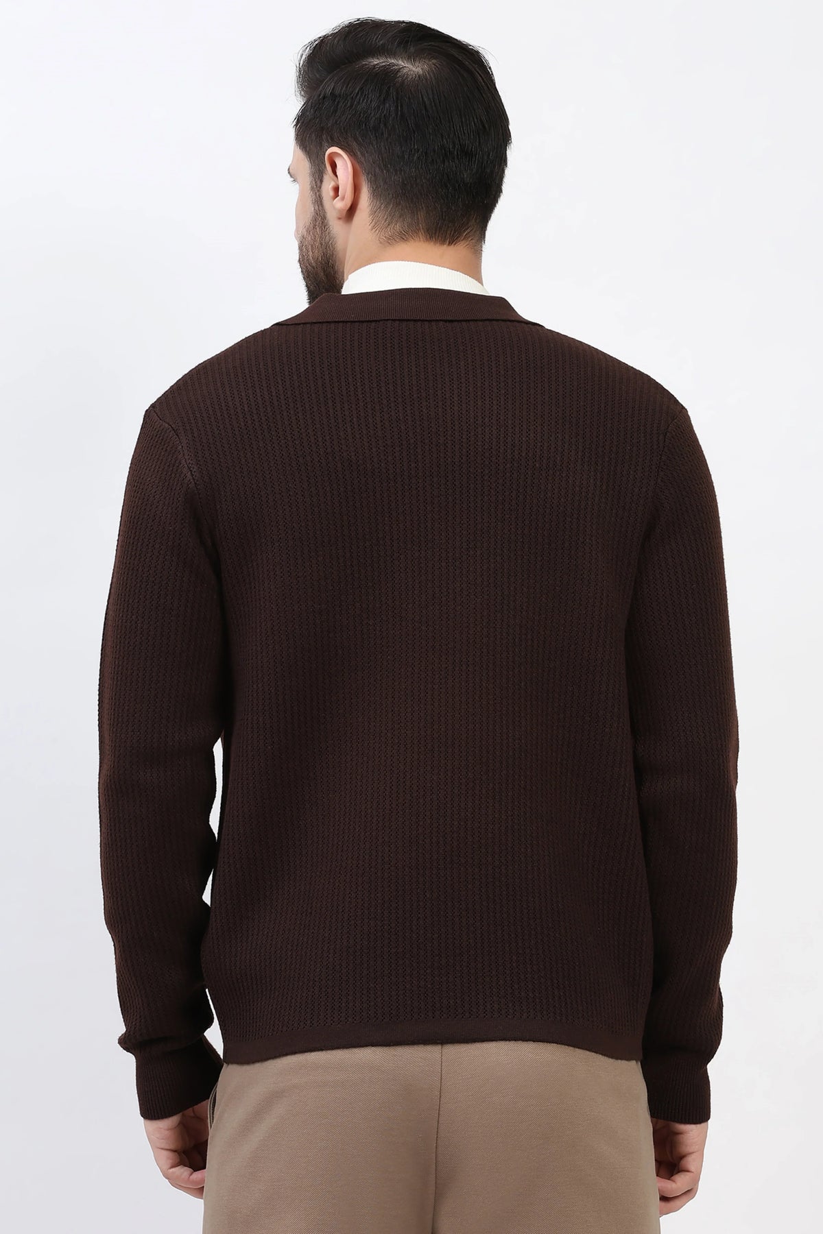 Chocolate Brown Textured Shacket-Global Republic