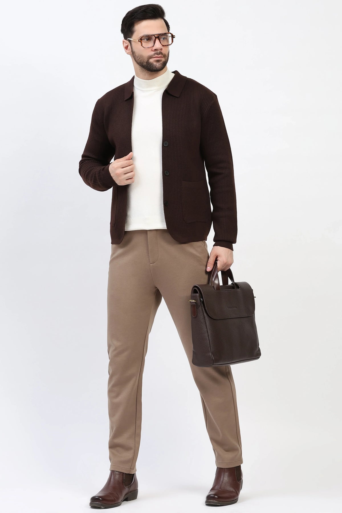 Chocolate Brown Textured Shacket-Global Republic