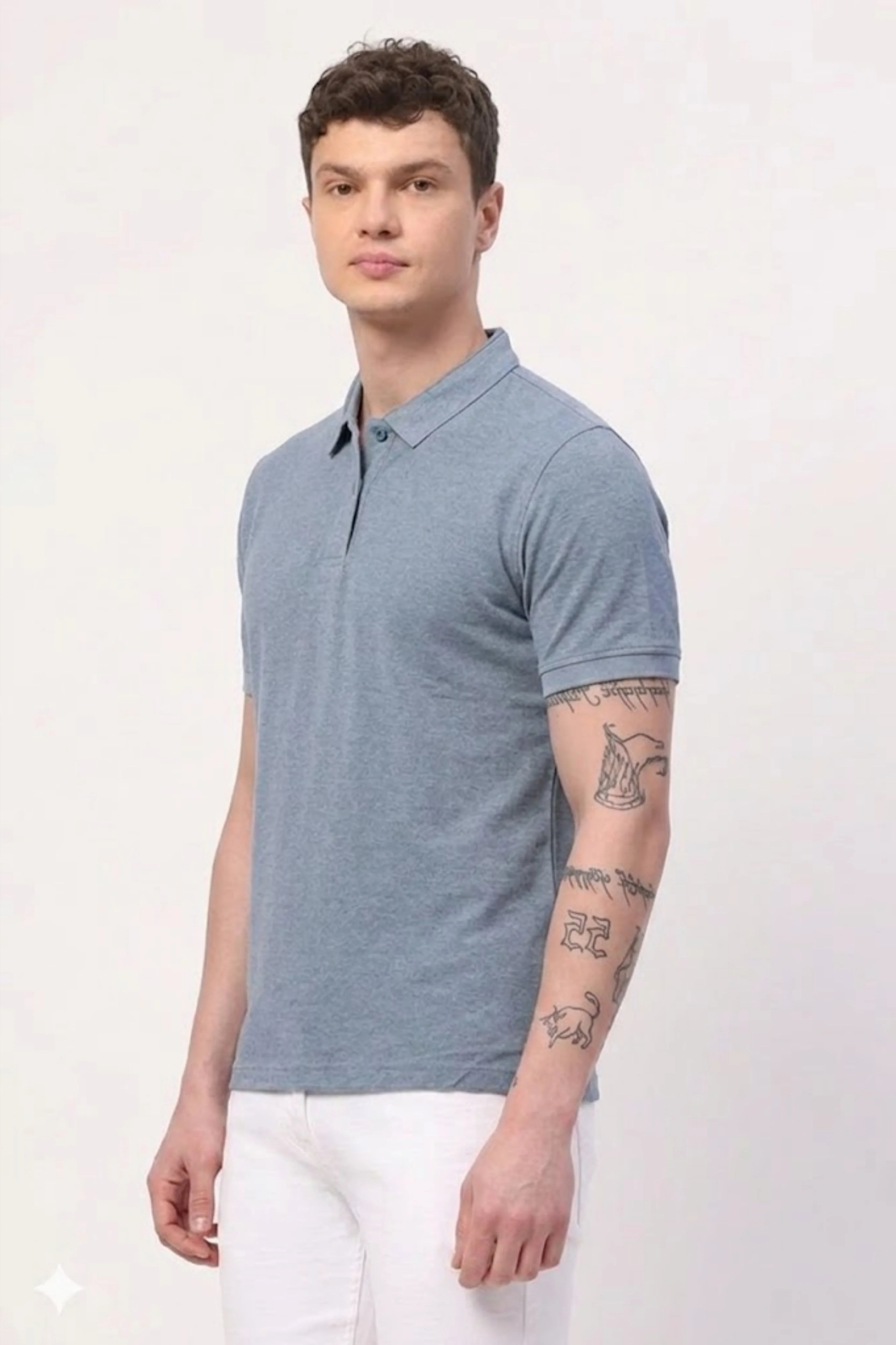 Light Blue Collar T-Shirt-Global Republic