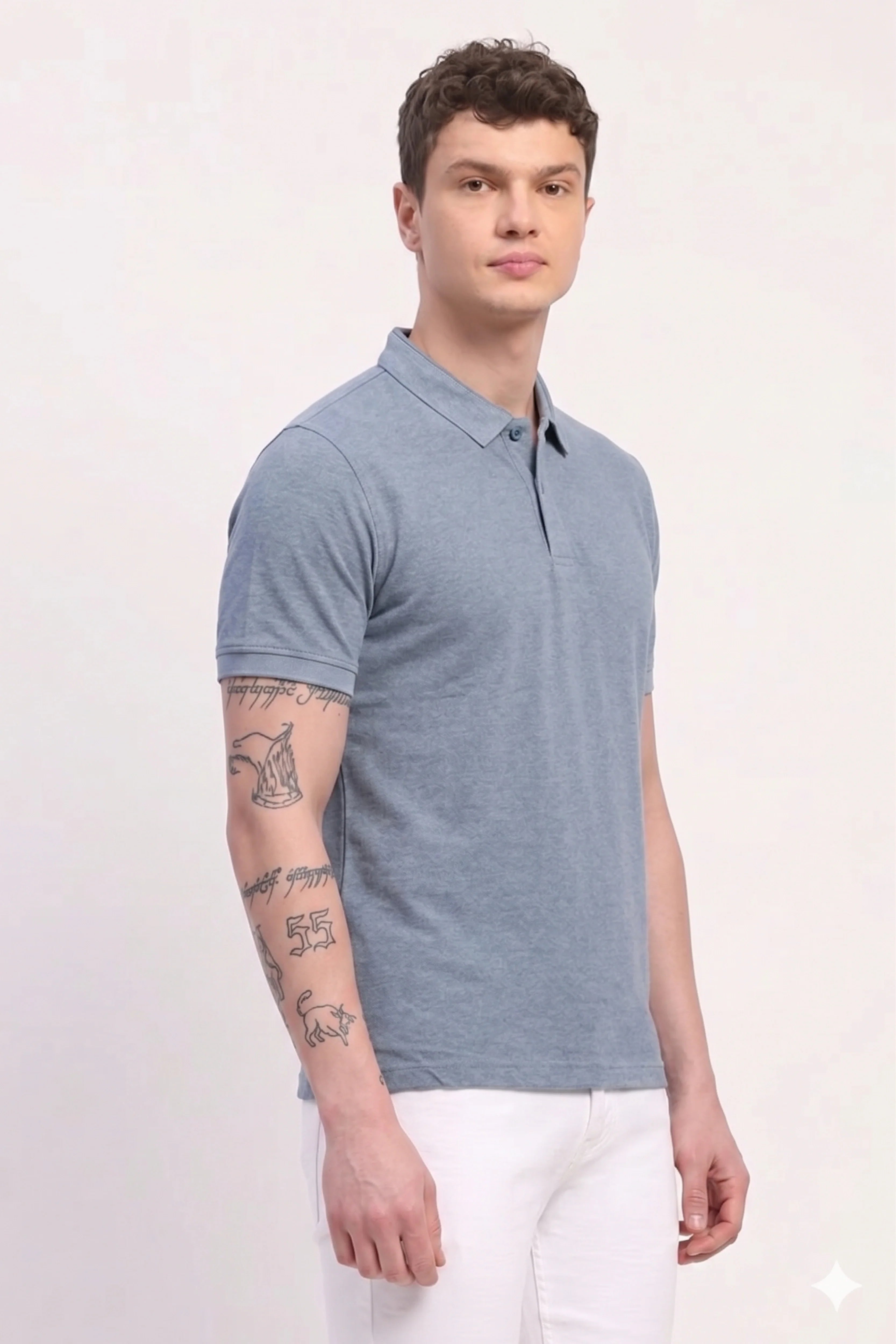 Light Blue Collar T-Shirt-Global Republic