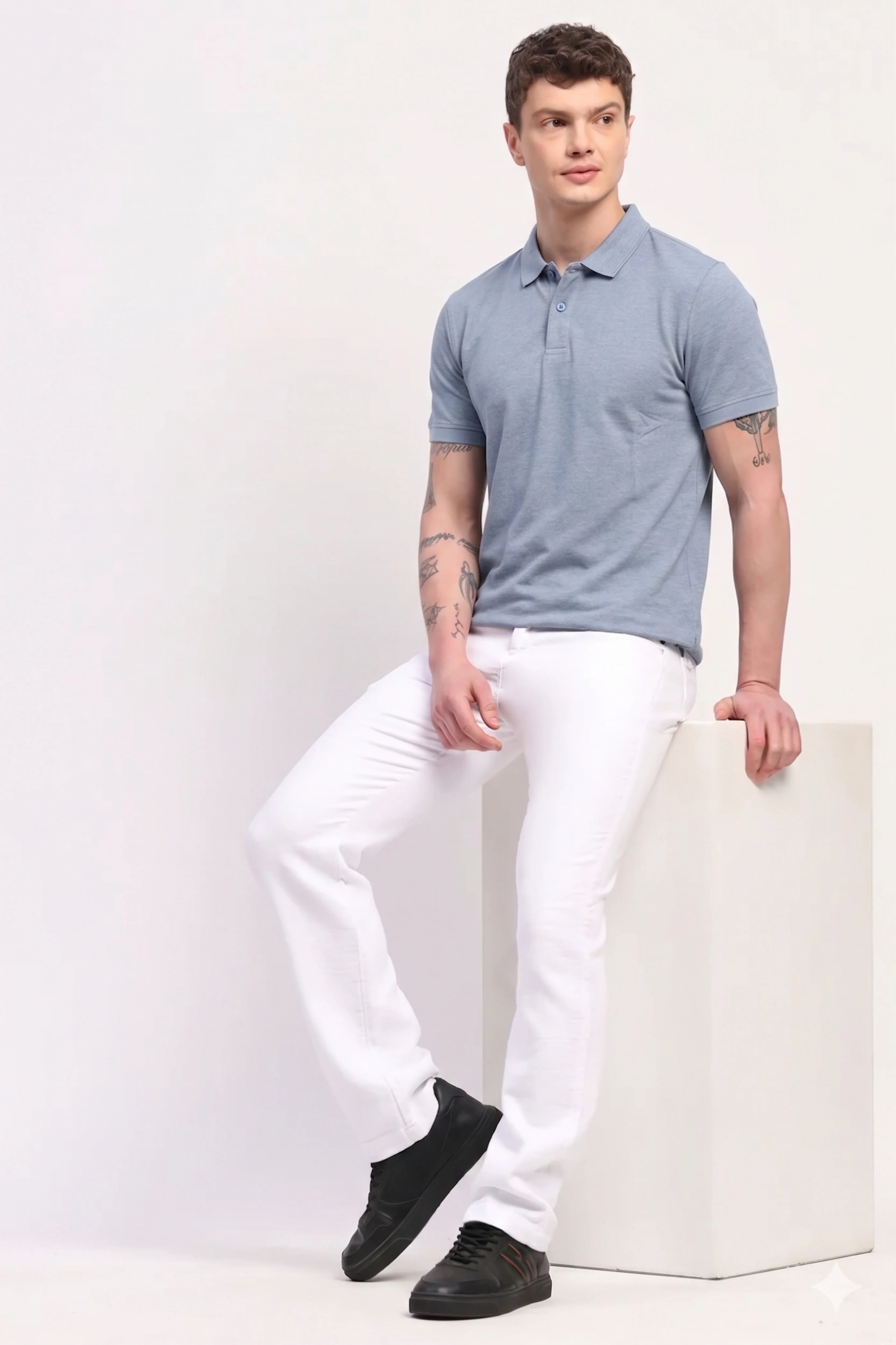 Light Blue Collar T-Shirt-Global Republic