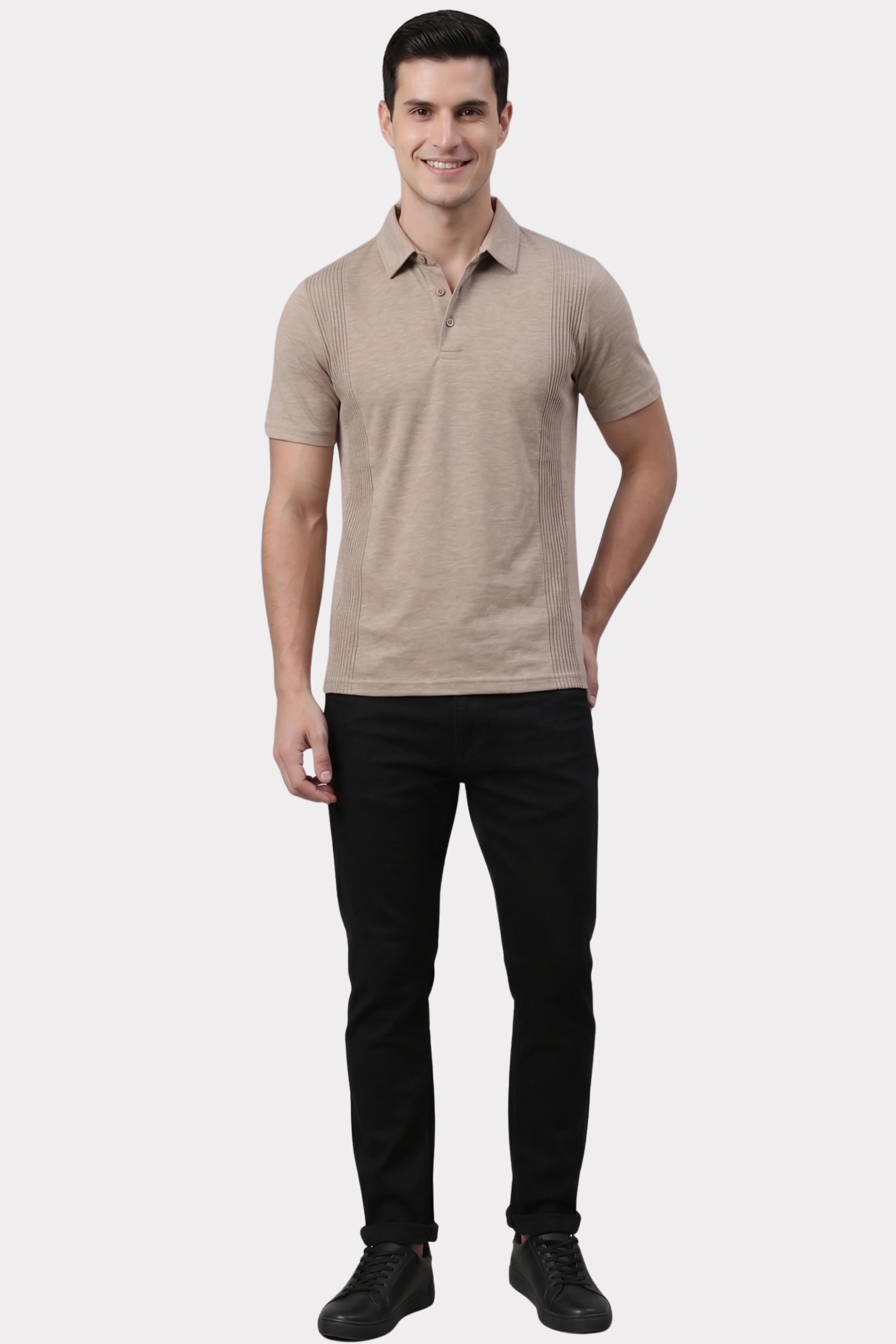 Beige Panel T-Shirt-Global Republic