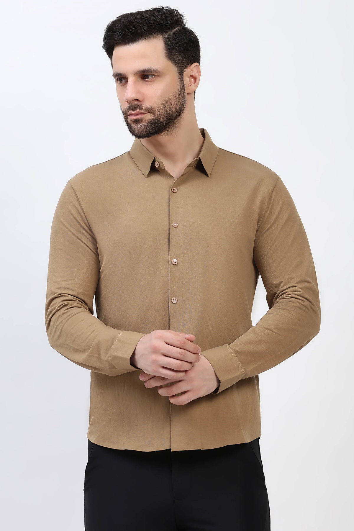 Khaki Cotton-Blend Shirt