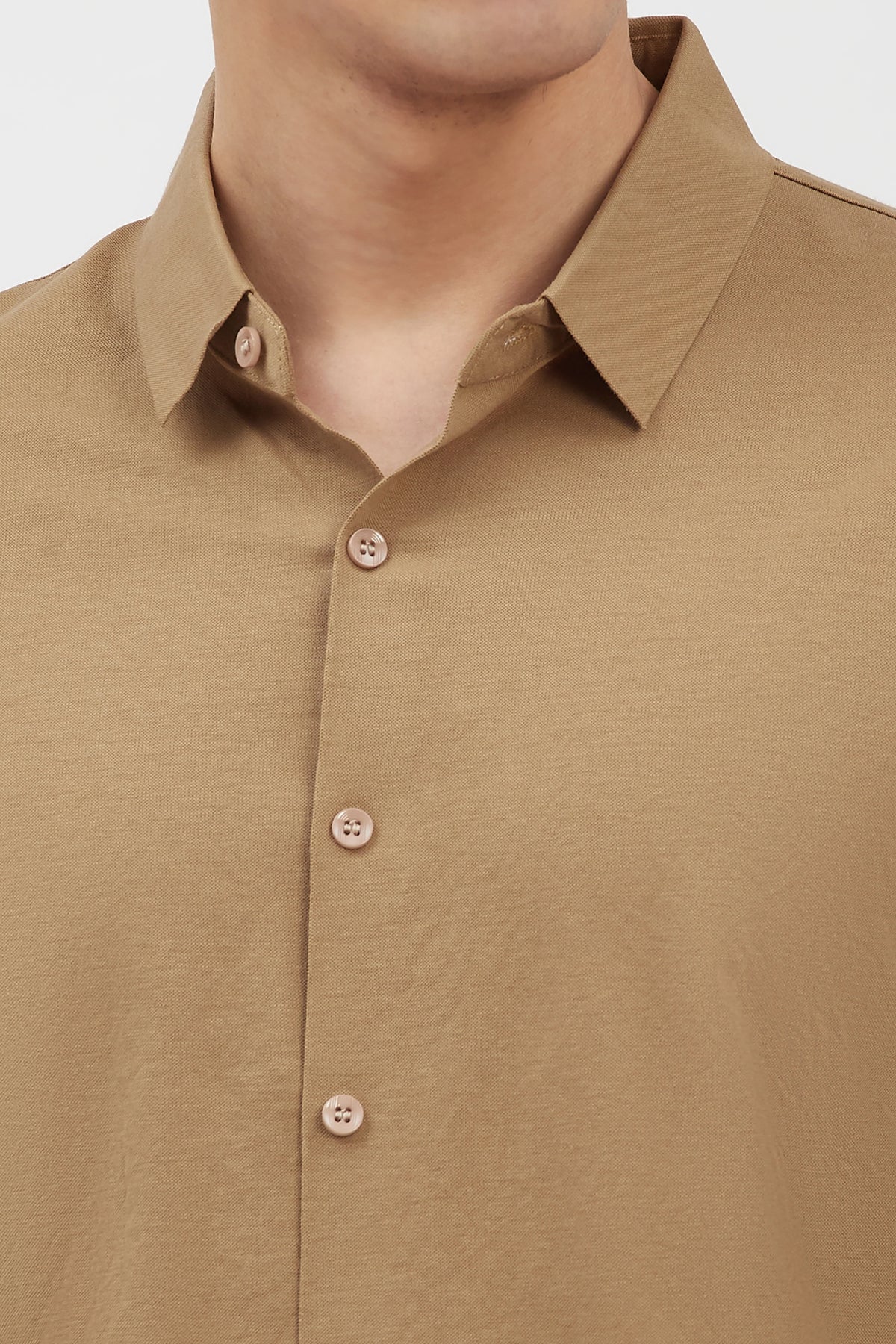 Khaki Cotton-Blend Shirt-Global Republic