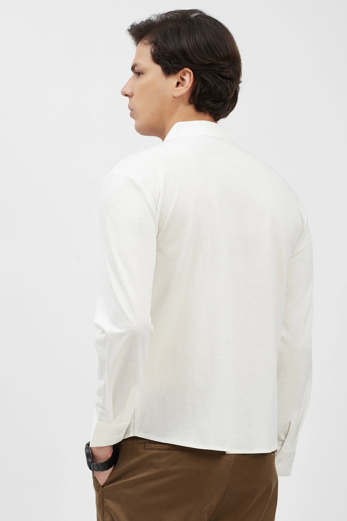 Classic White Cotton-Blend Shirt-Global Republic