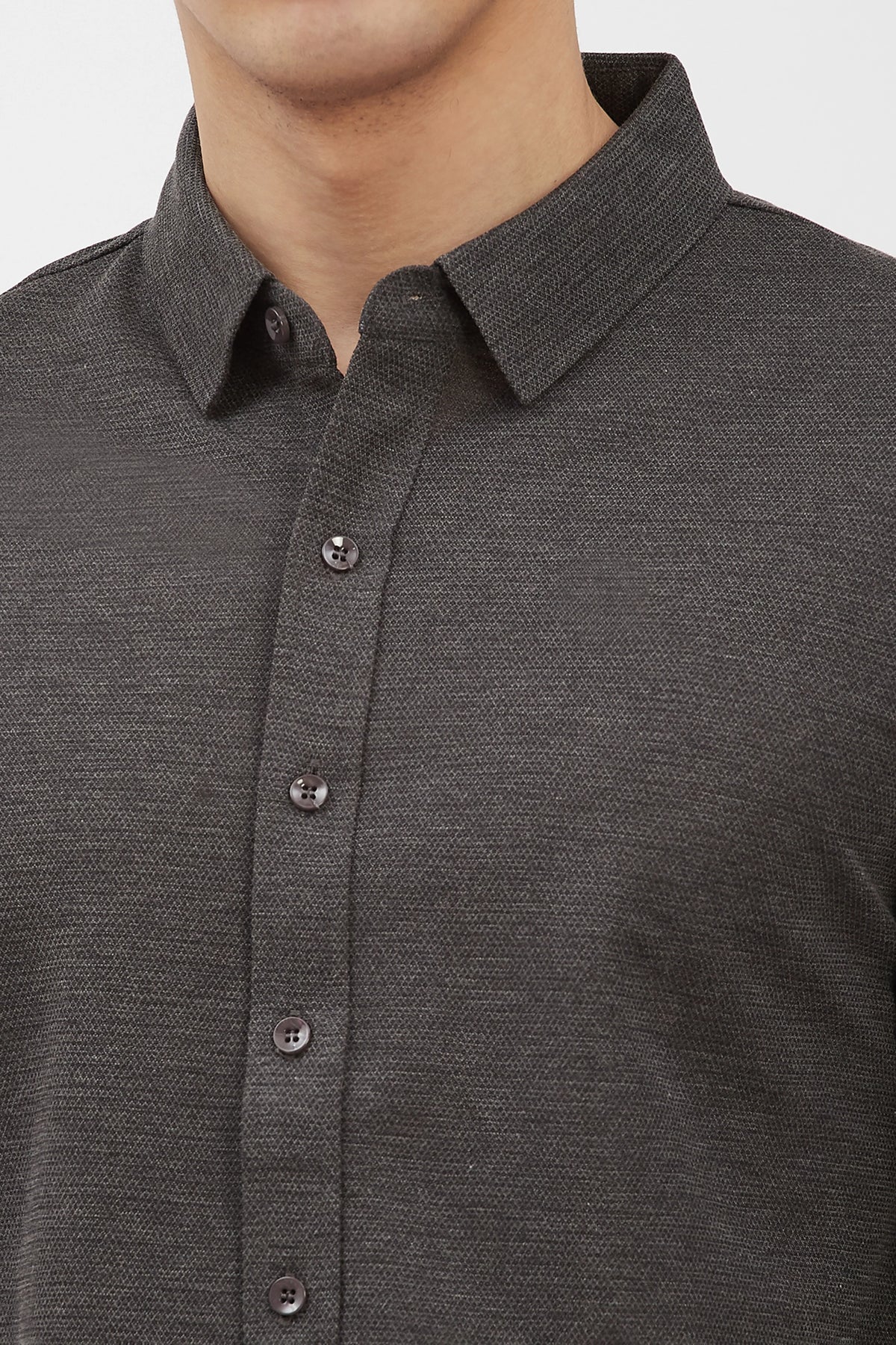 Dark Grey Textured Shirt-Global Republic