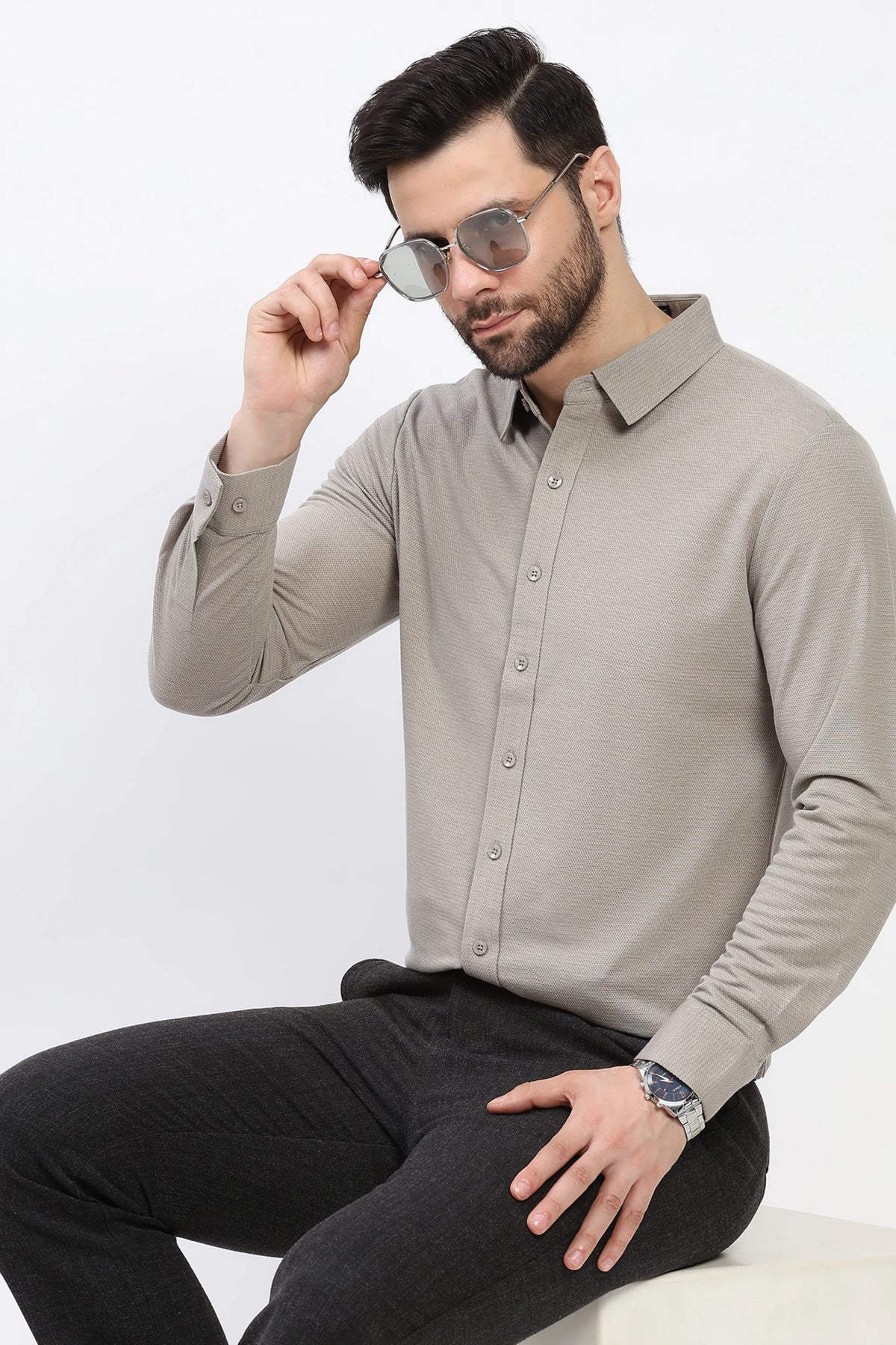 Beige Textured Shirt