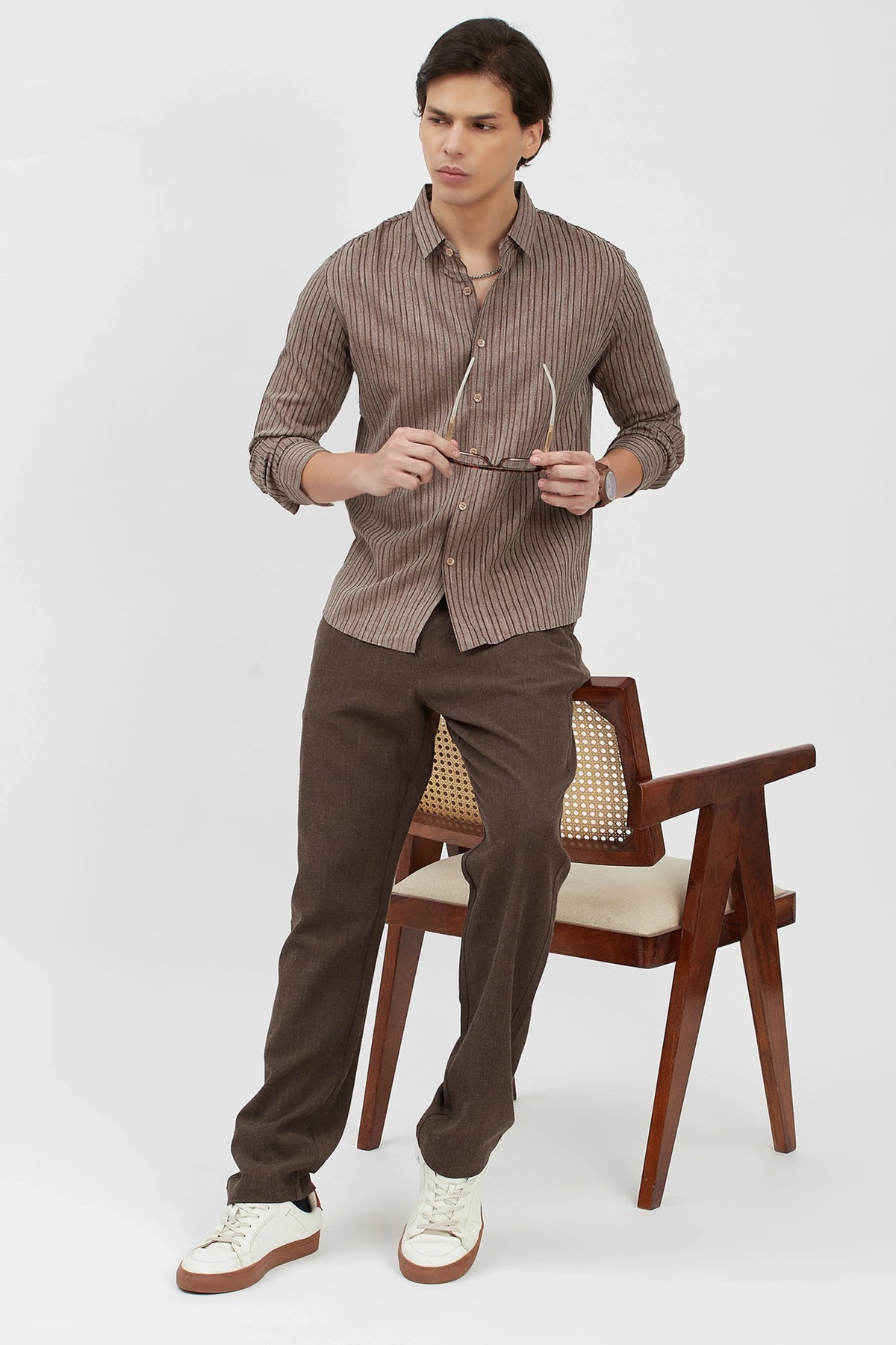Light Grey Striped Shirt-Global Republic
