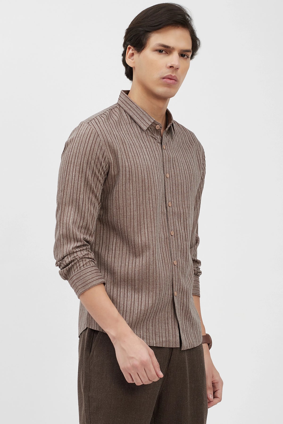 Light Grey Striped Shirt-Global Republic