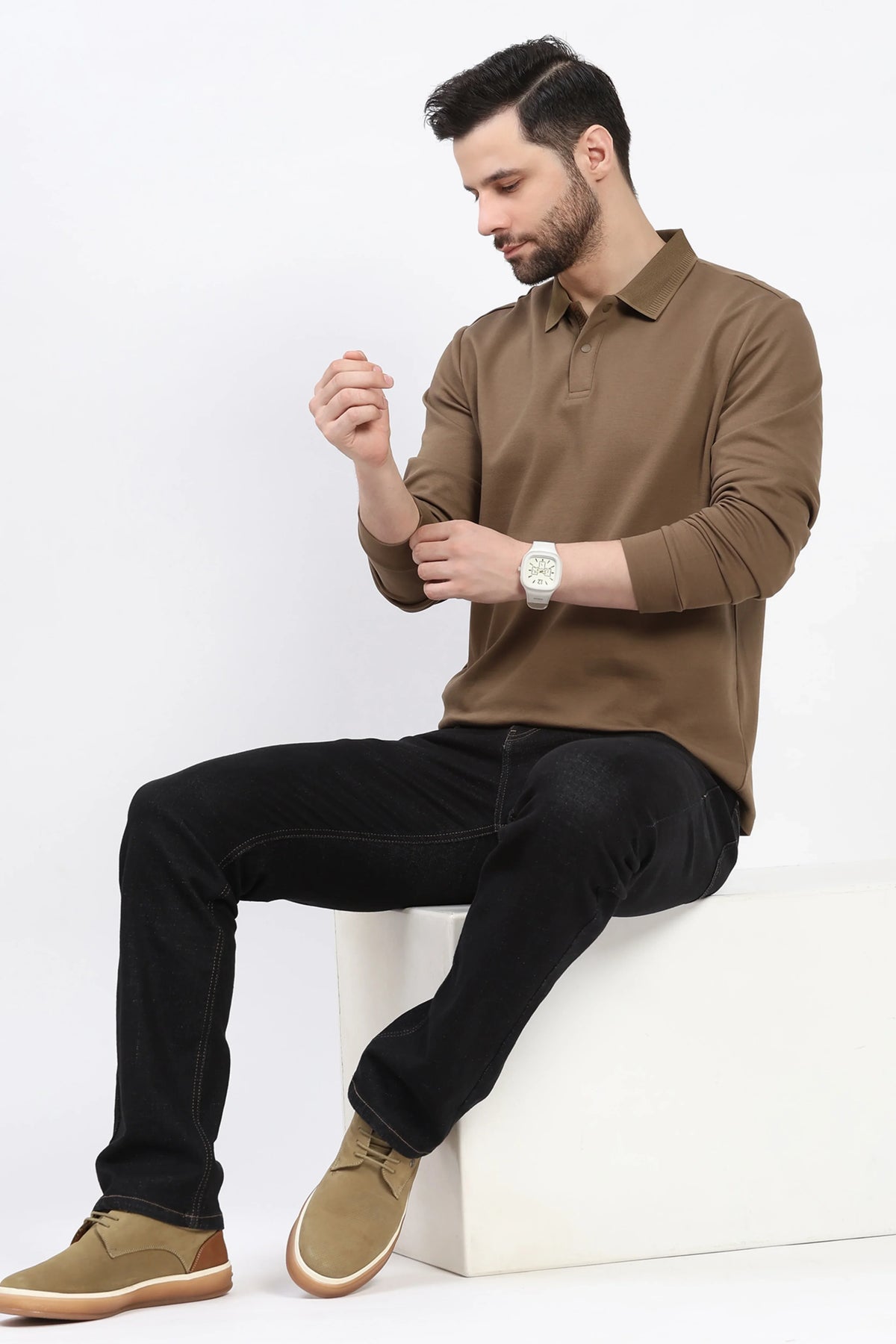 Brown Fleece-Lined Winter T-Shirt-Global Republic