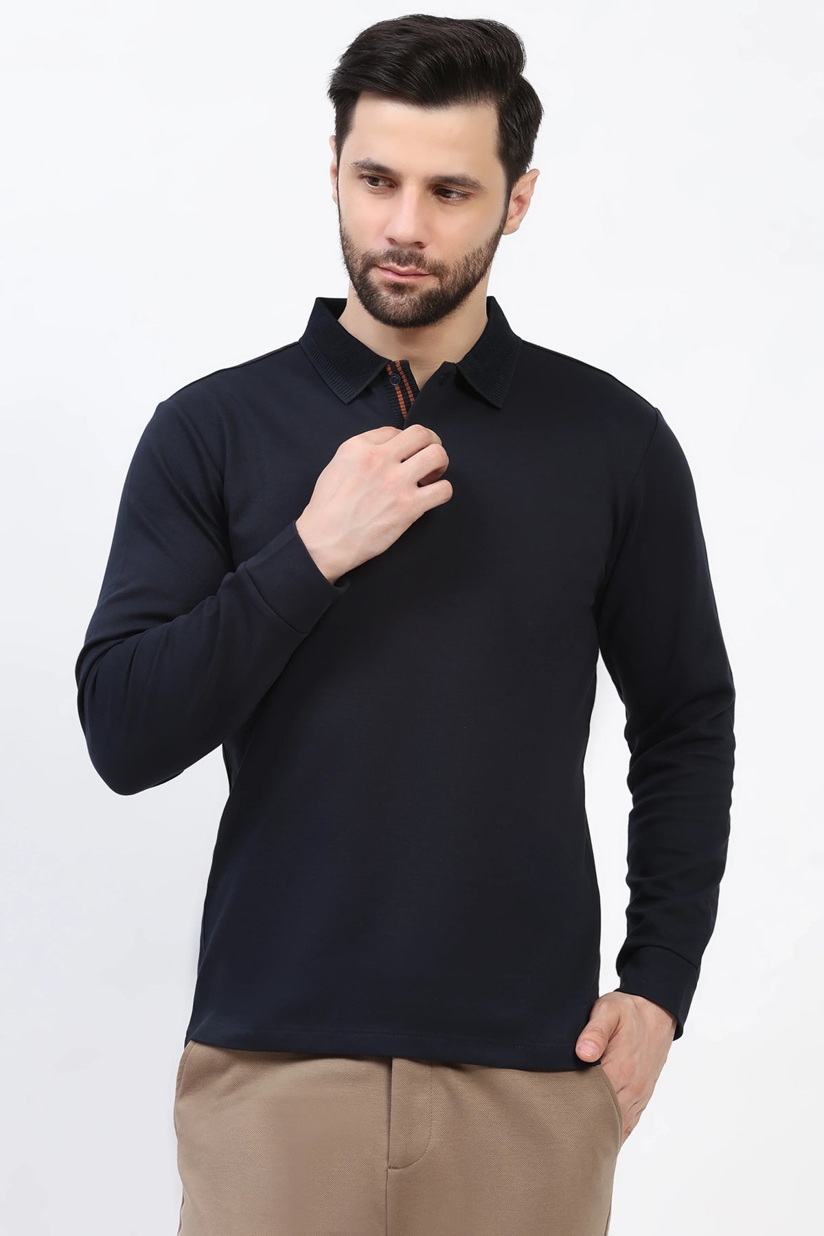 Navy Fleece-Lined Winter T-Shirt-Global Republic