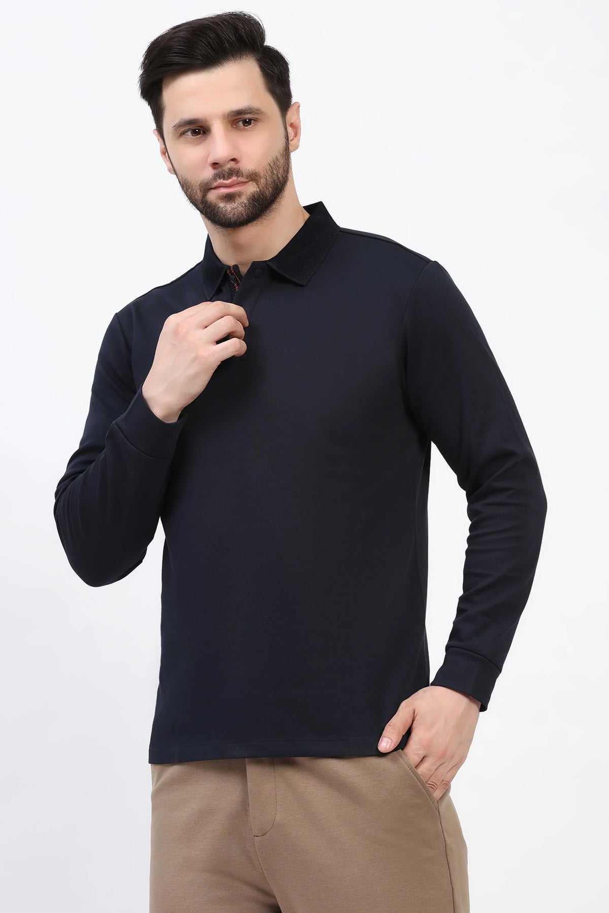 Navy Fleece-Lined Winter T-Shirt-Global Republic