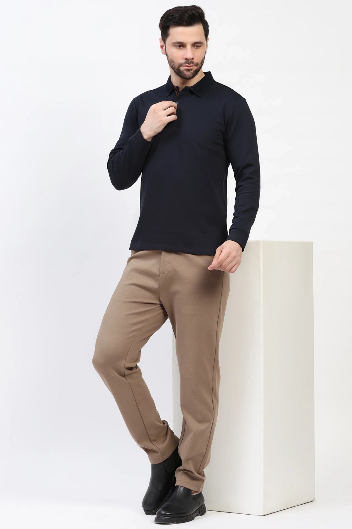 Navy Fleece-Lined Winter T-Shirt-Global Republic