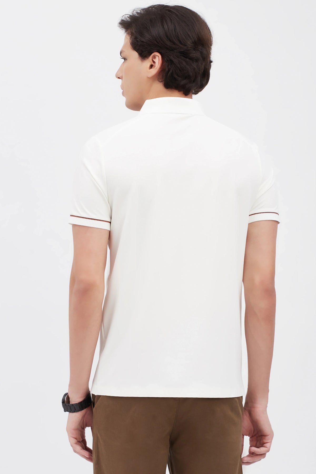 White Textured Polo T-Shirt-Global Republic