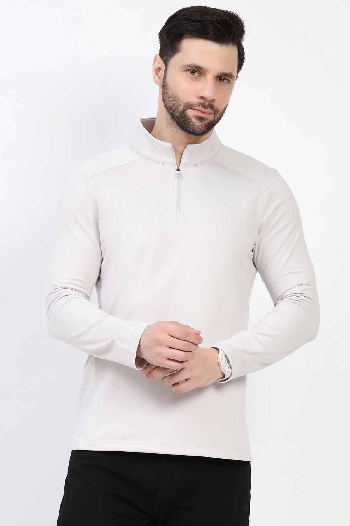 Light Grey Fleece-Lined Winter T-Shirt