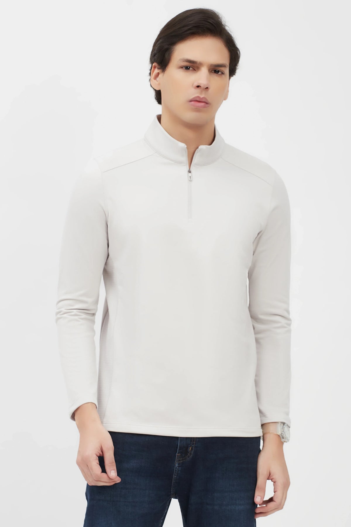 Light Grey Fleece-Lined Winter T-Shirt-Global Republic