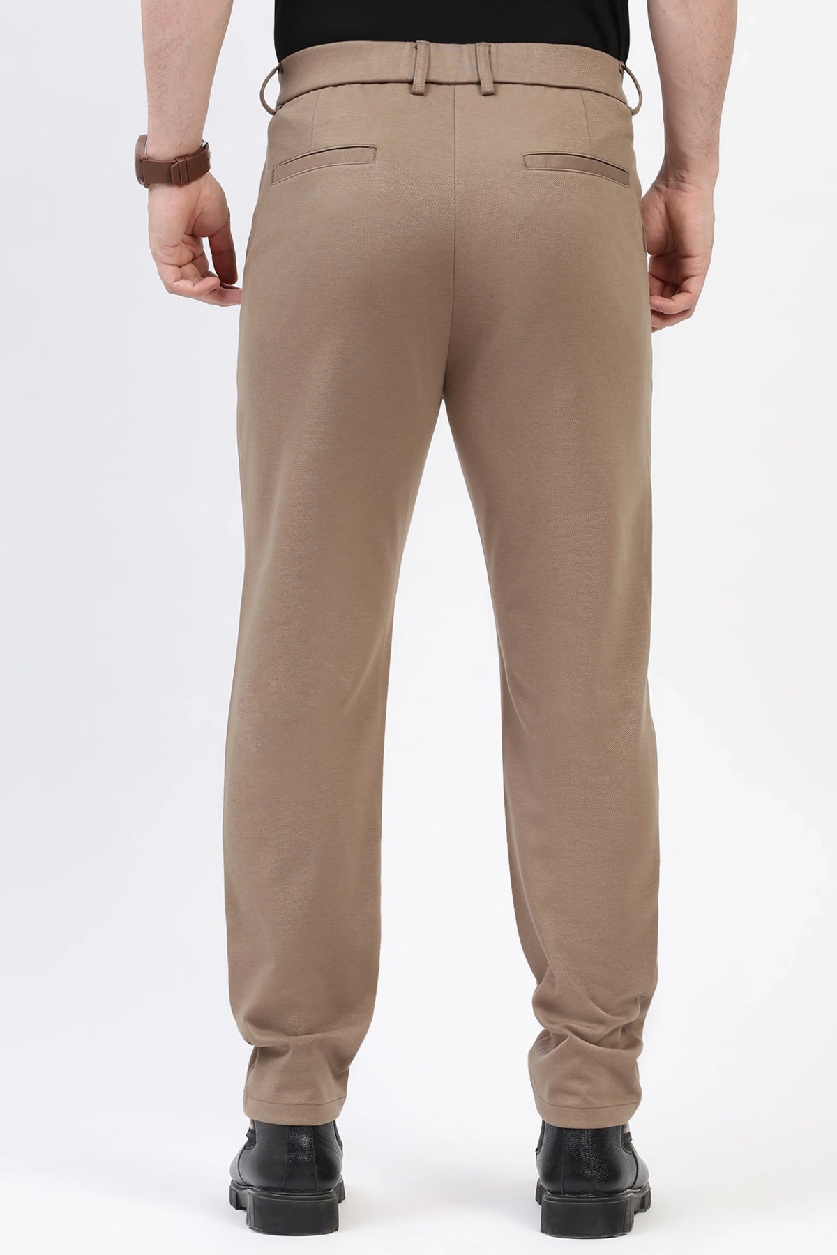 Khaki Straight Fit Trousers-Global Republic