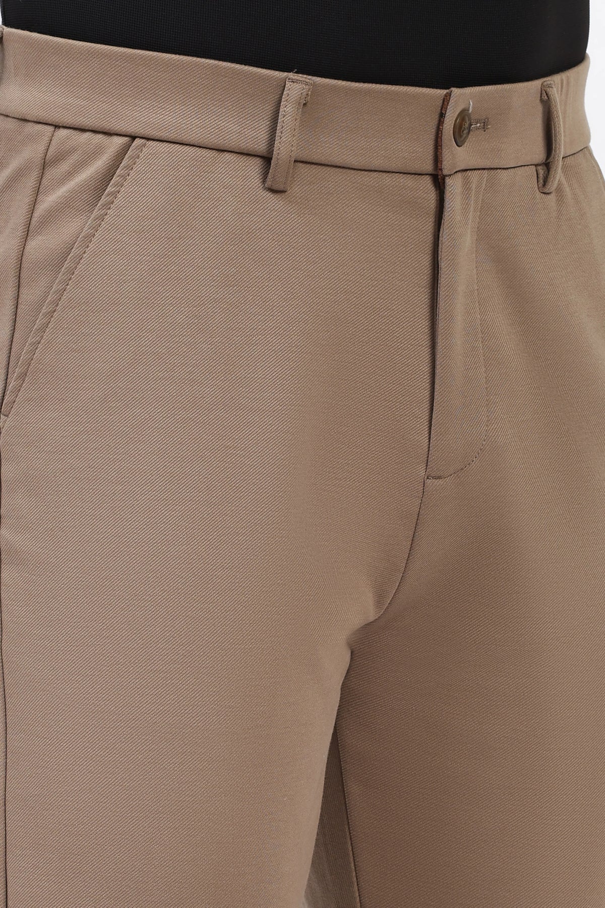 Khaki Straight Fit Trousers-Global Republic