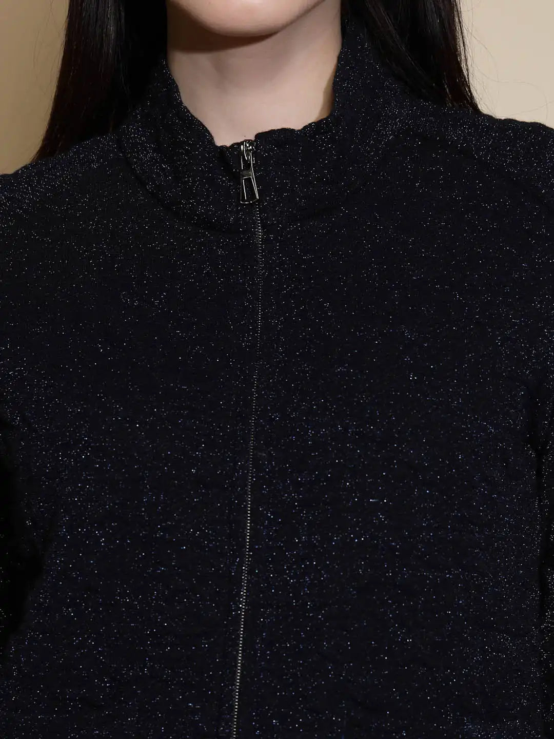 Navy Blue Solid Acrylic Sweatshirt - Global Republic