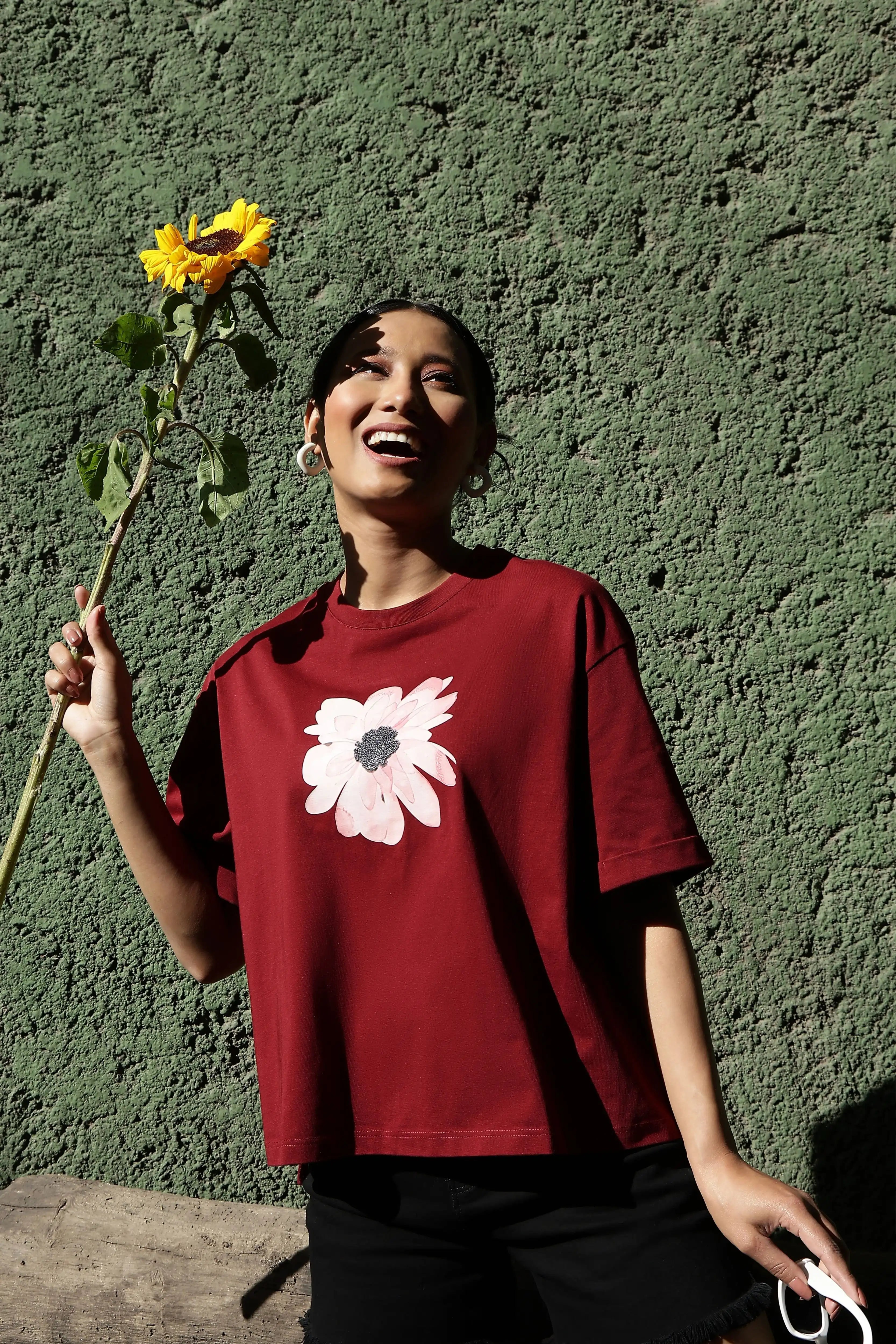 Wine UV Protective Cotton Boxy Top - Global Republic