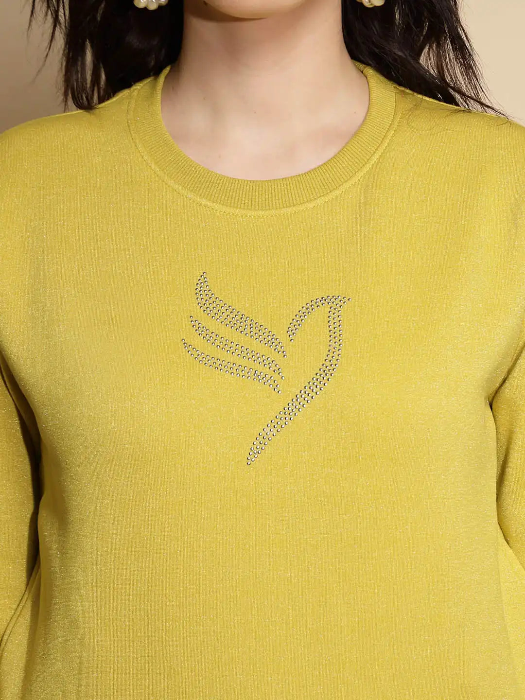Mustard Solid Acrylic Sweatshirt - Global Republic