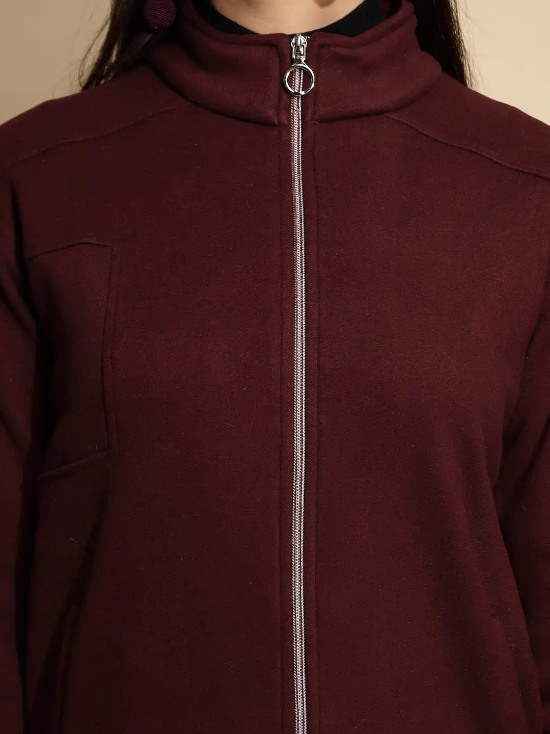 Solid Wine Full Sleeve Turtle Neck Fleece Sweatshirt - Global Republic