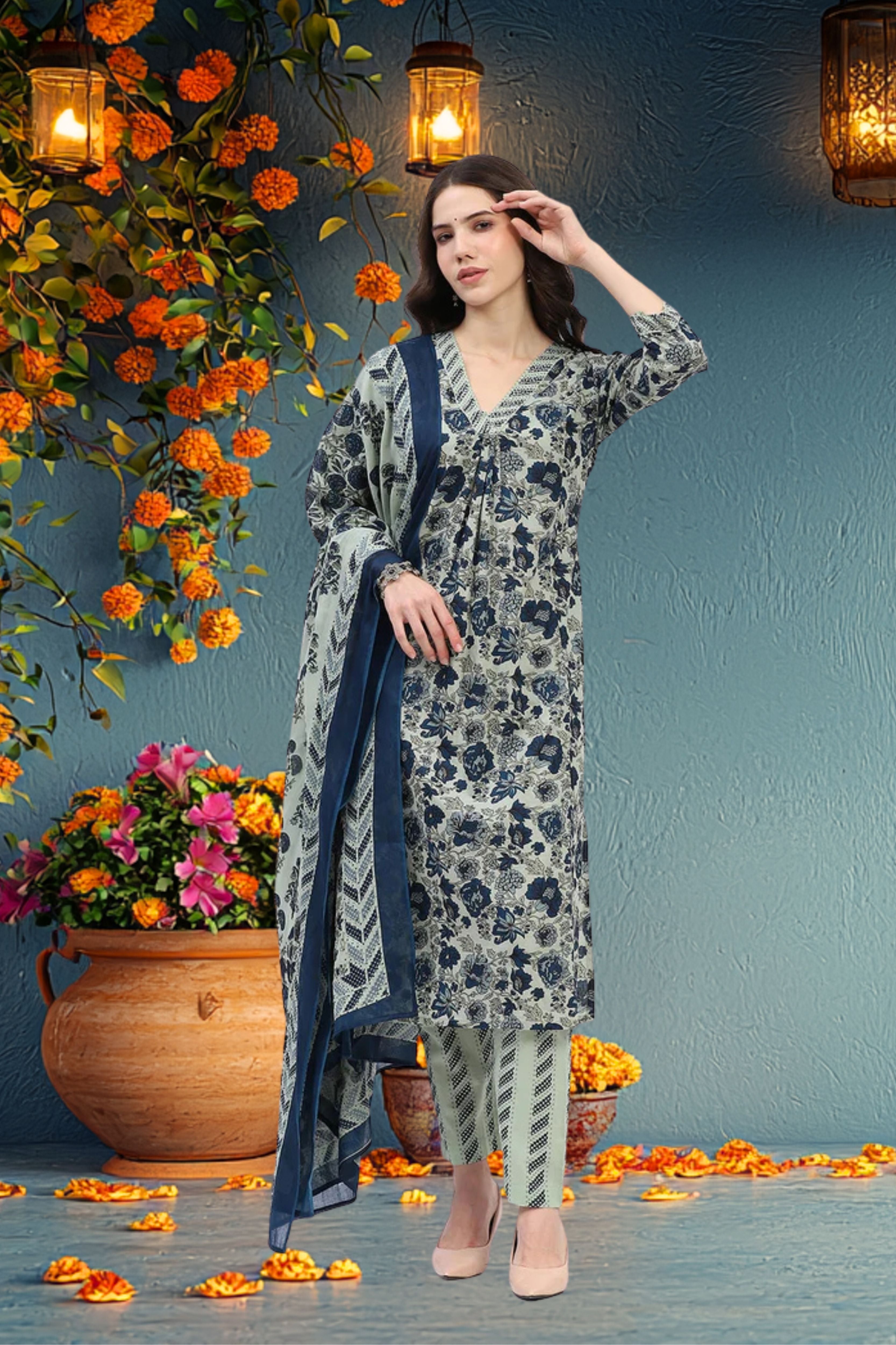 Floral Cotton Suit Set - Global Republic