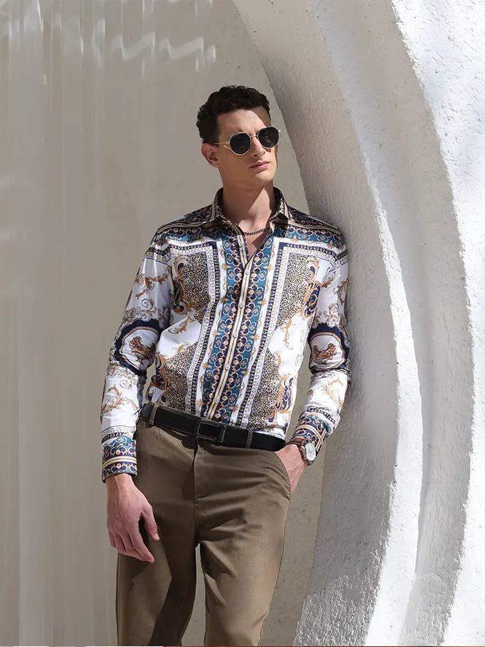 Abstract Animal Print Cotton Shirt - Global Republic