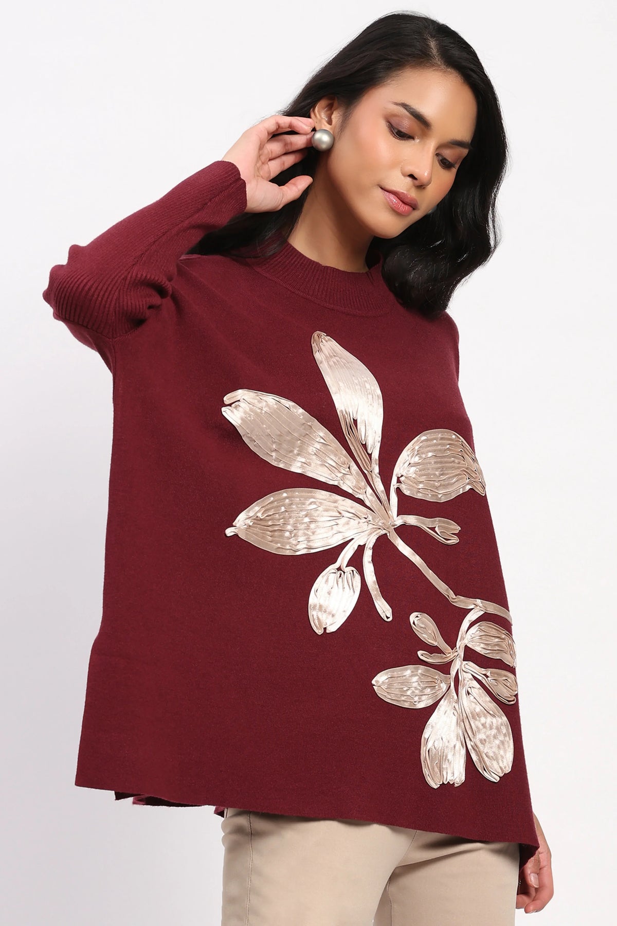 Cherry Floral Loose Fit Pullover-Global Republic