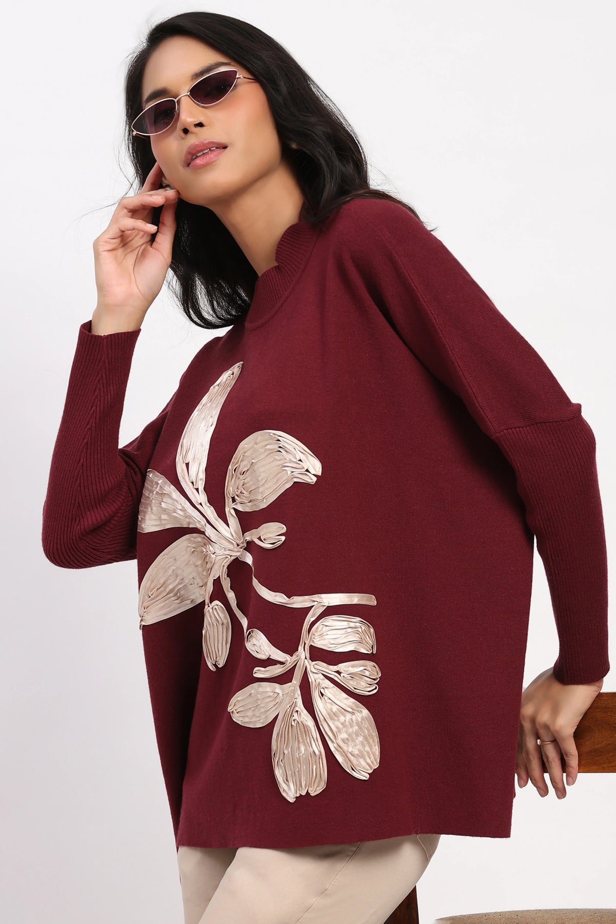 Cherry Floral Loose Fit Pullover-Global Republic