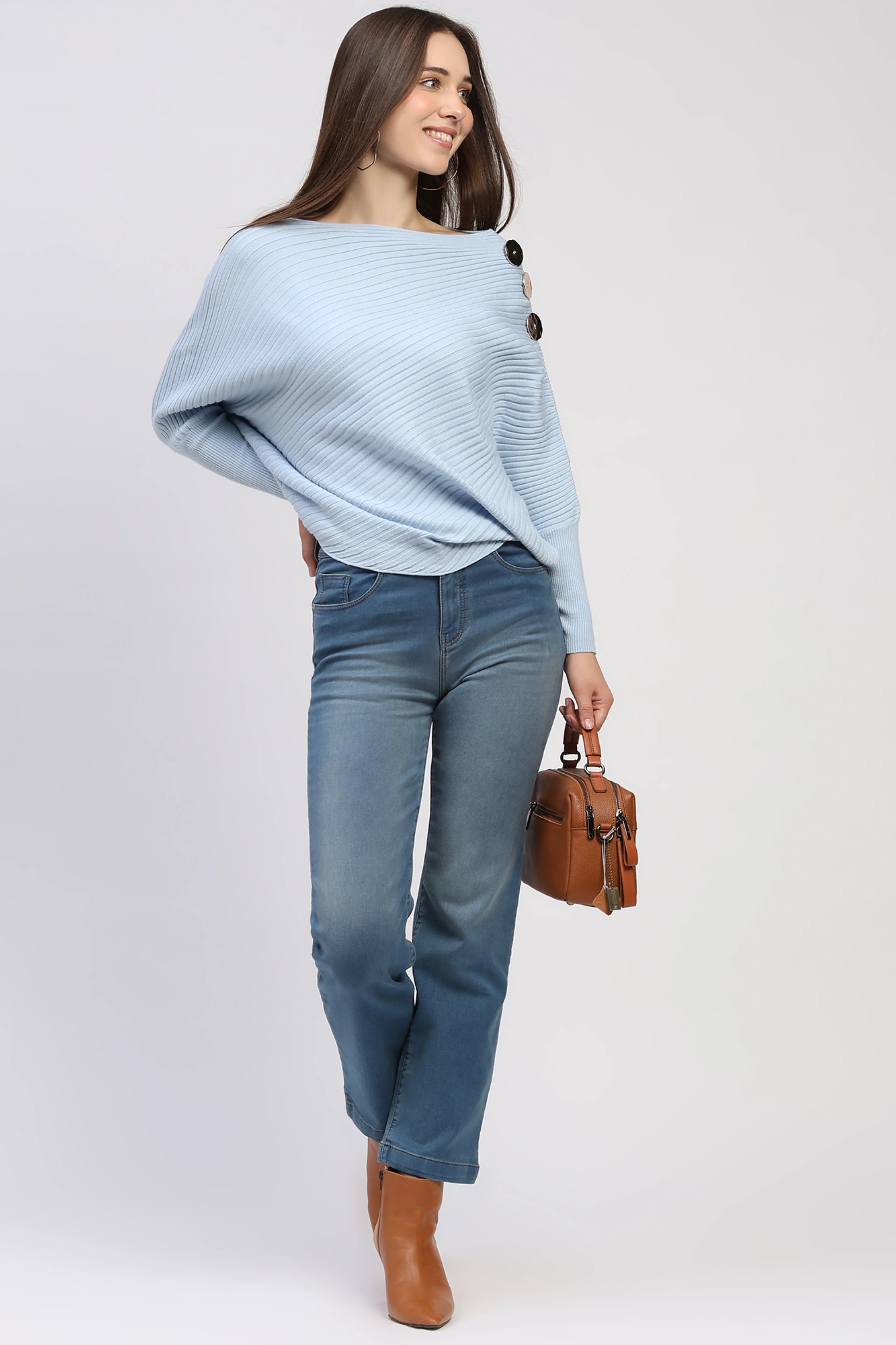Sky Blue Ribbed Pullover