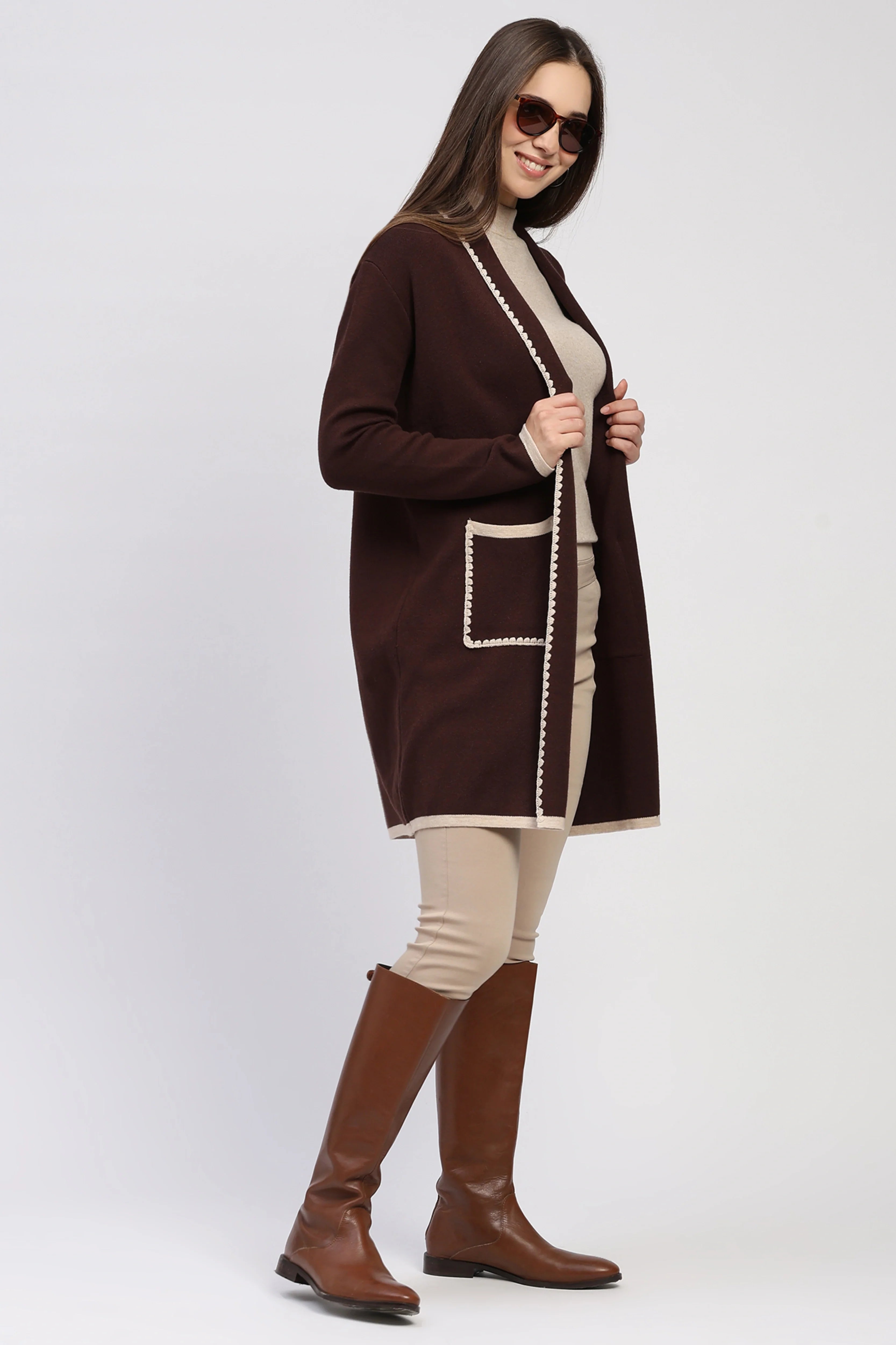 Beige Winter Long Shrug