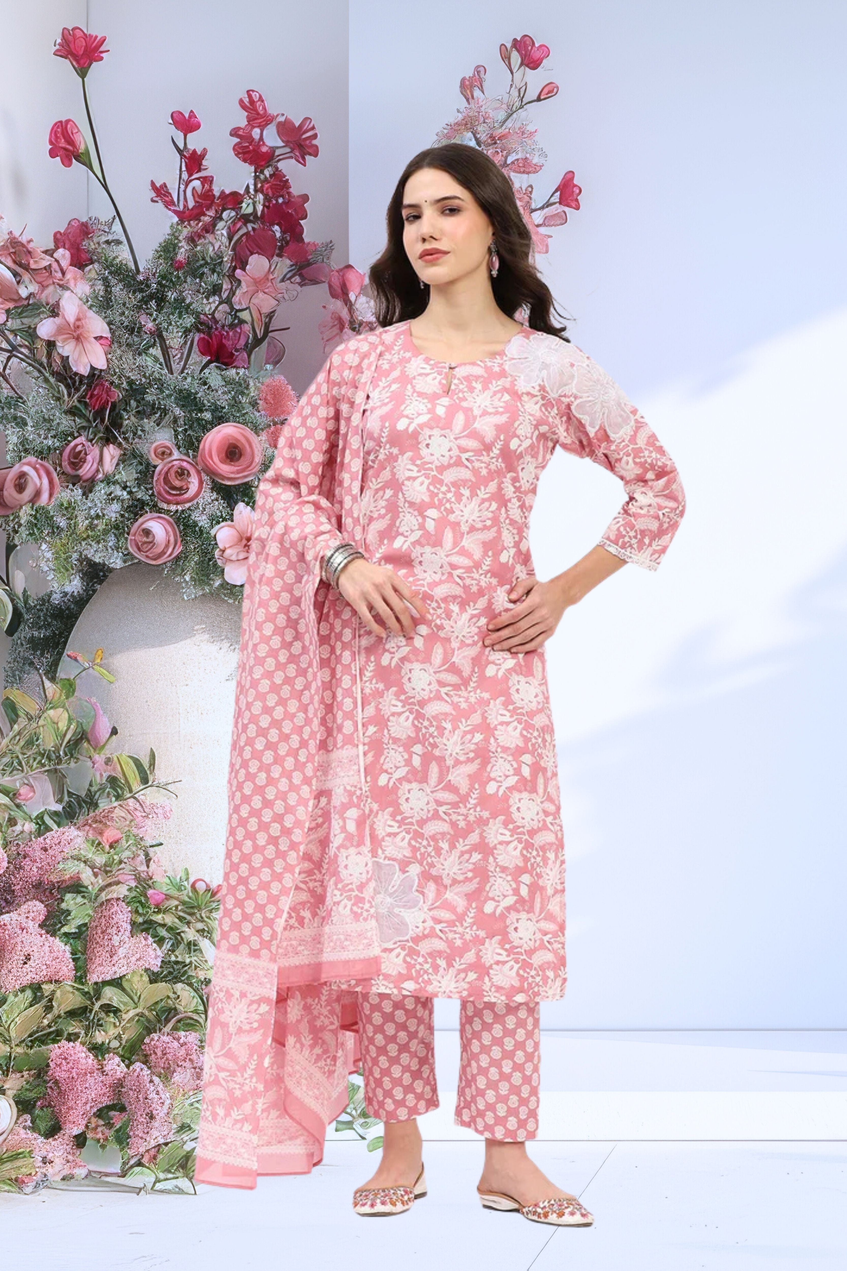 Floral Cotton Suit Set - Global Republic