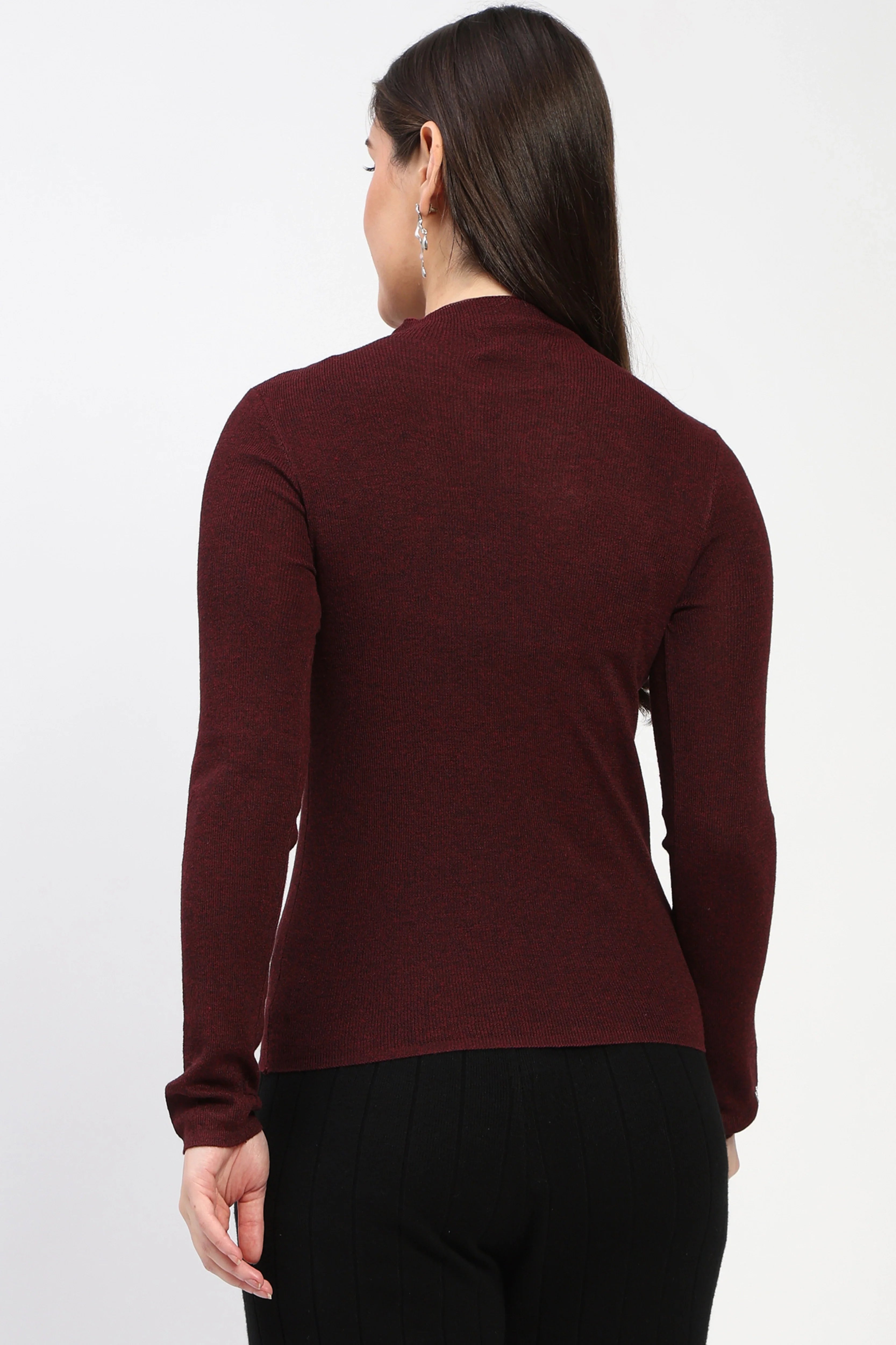 Wine Butterfly High Neck Winter Top-Global Republic