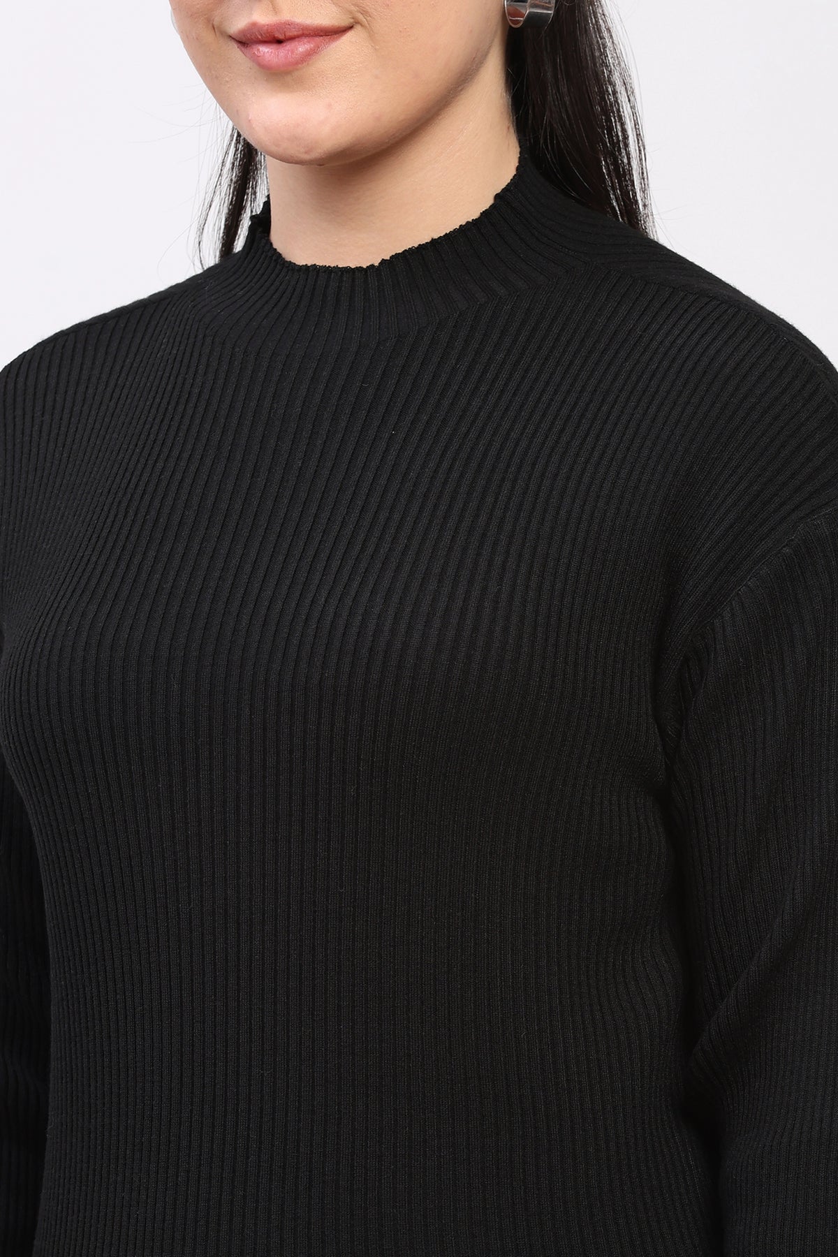 Black Reversible Knit Winter Top