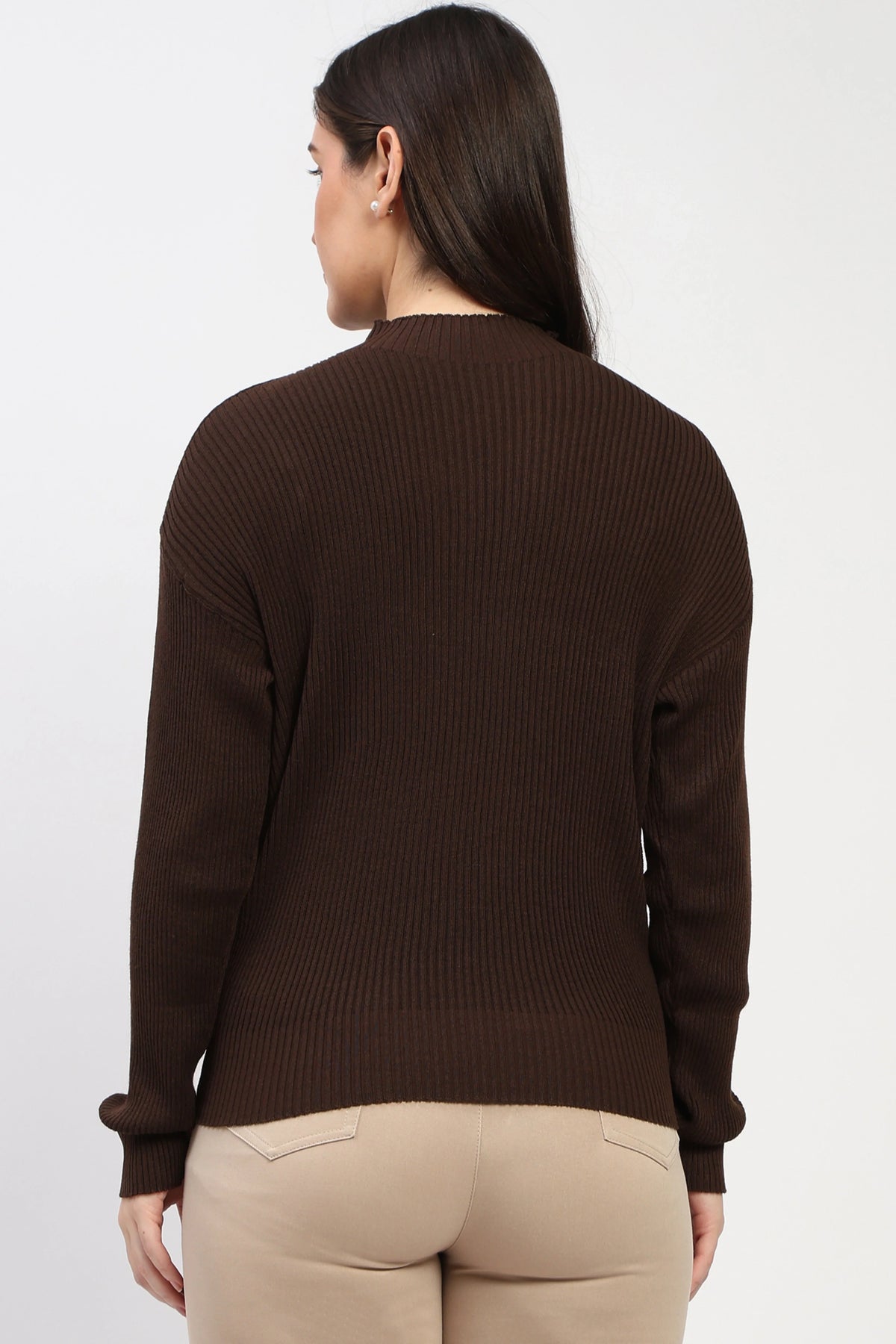 Brown Reversible Knit Winter Top-Global Republic
