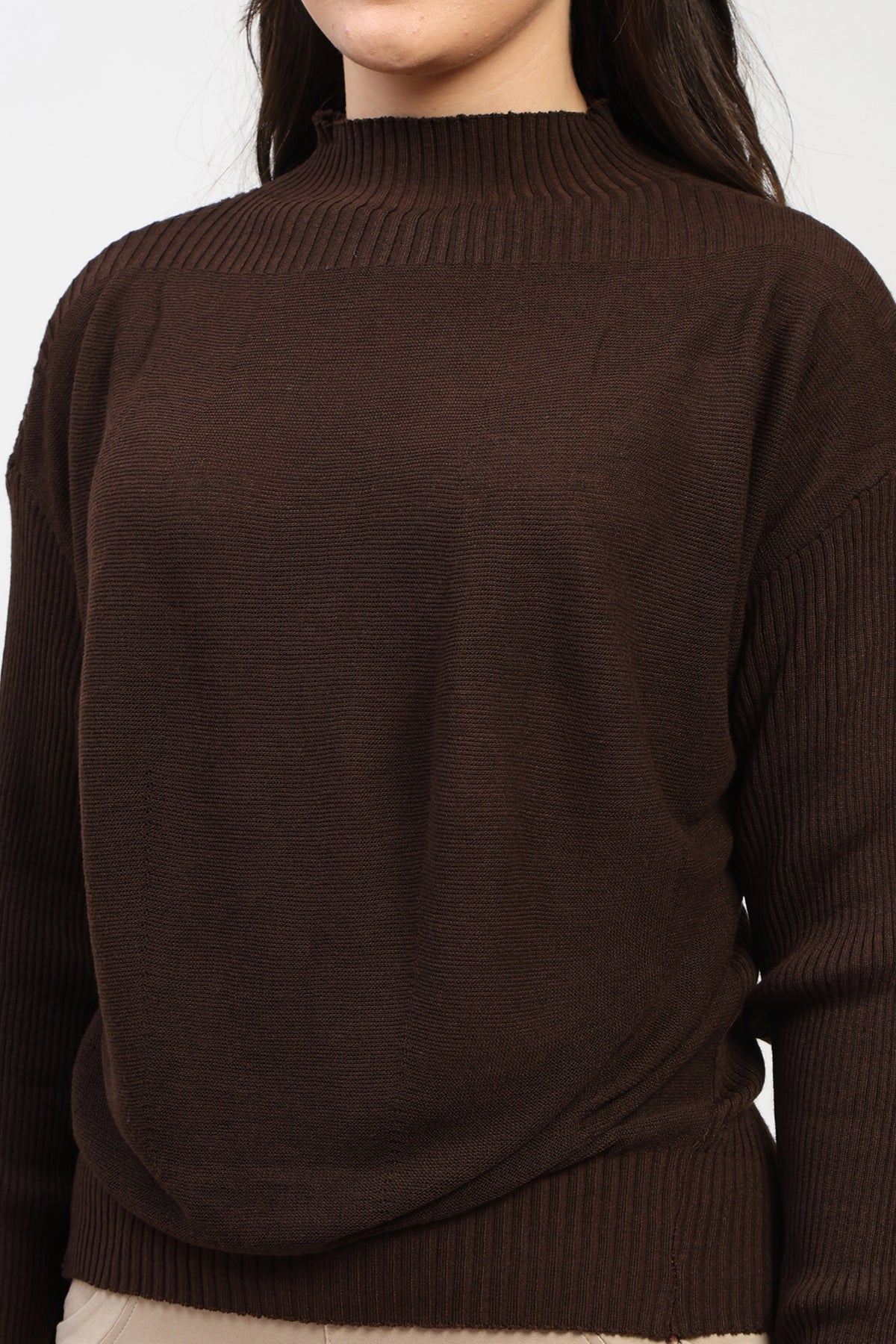 Brown Reversible Knit Winter Top
