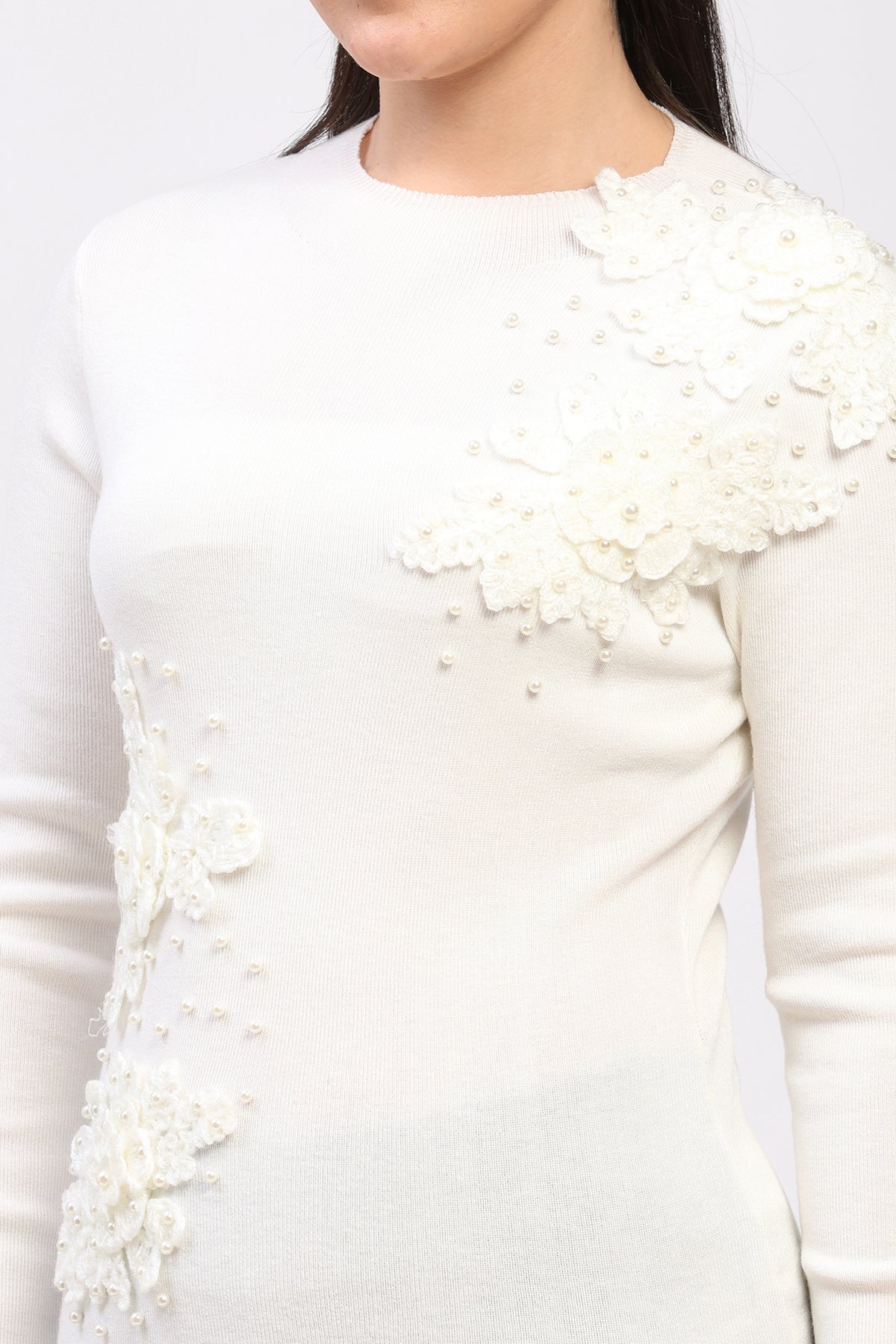 Off-White Floral Embellished Pullover