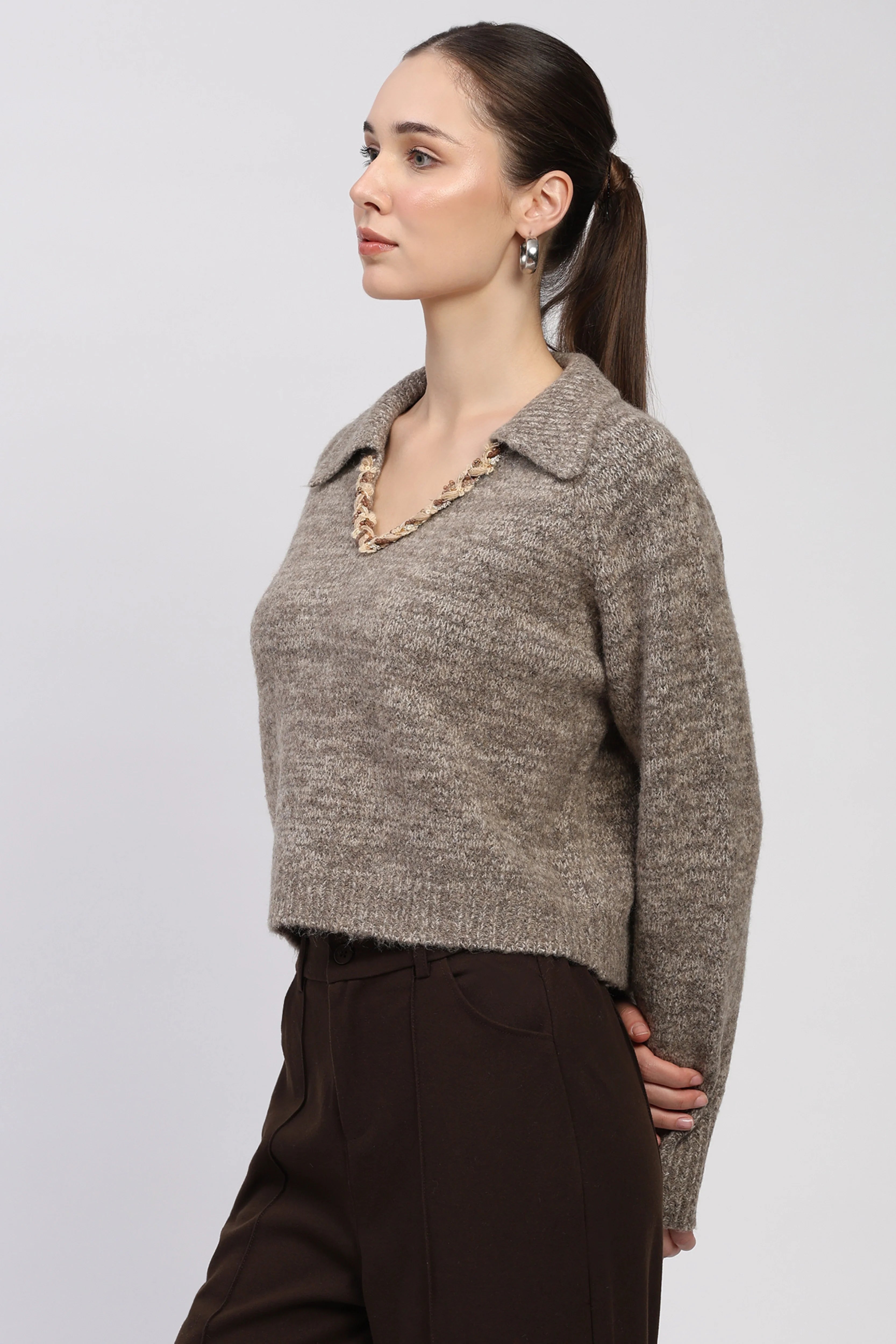 Brown Melange Pullover