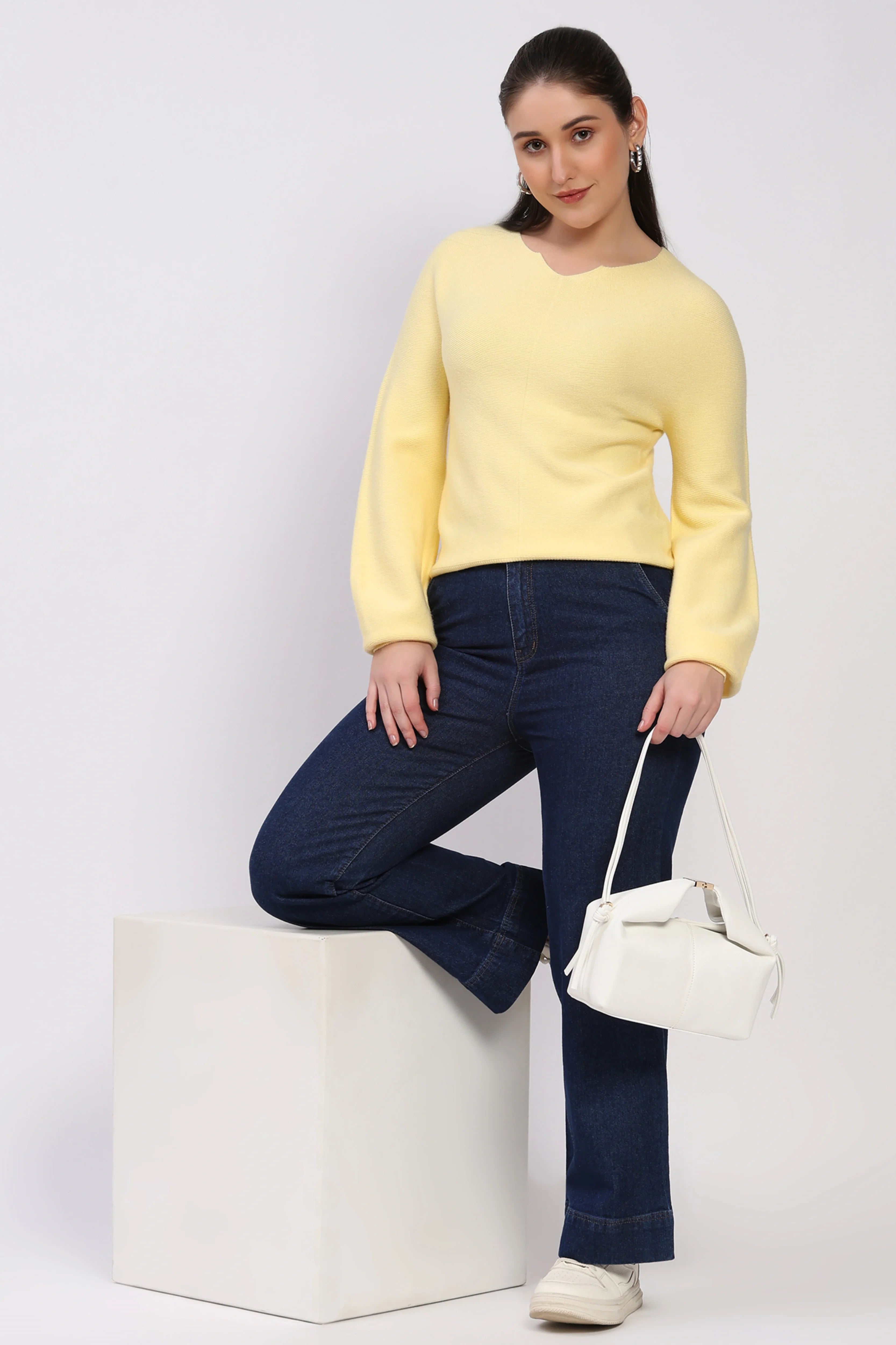Butter Yellow Bishop Sleeve Pullover-Global Republic