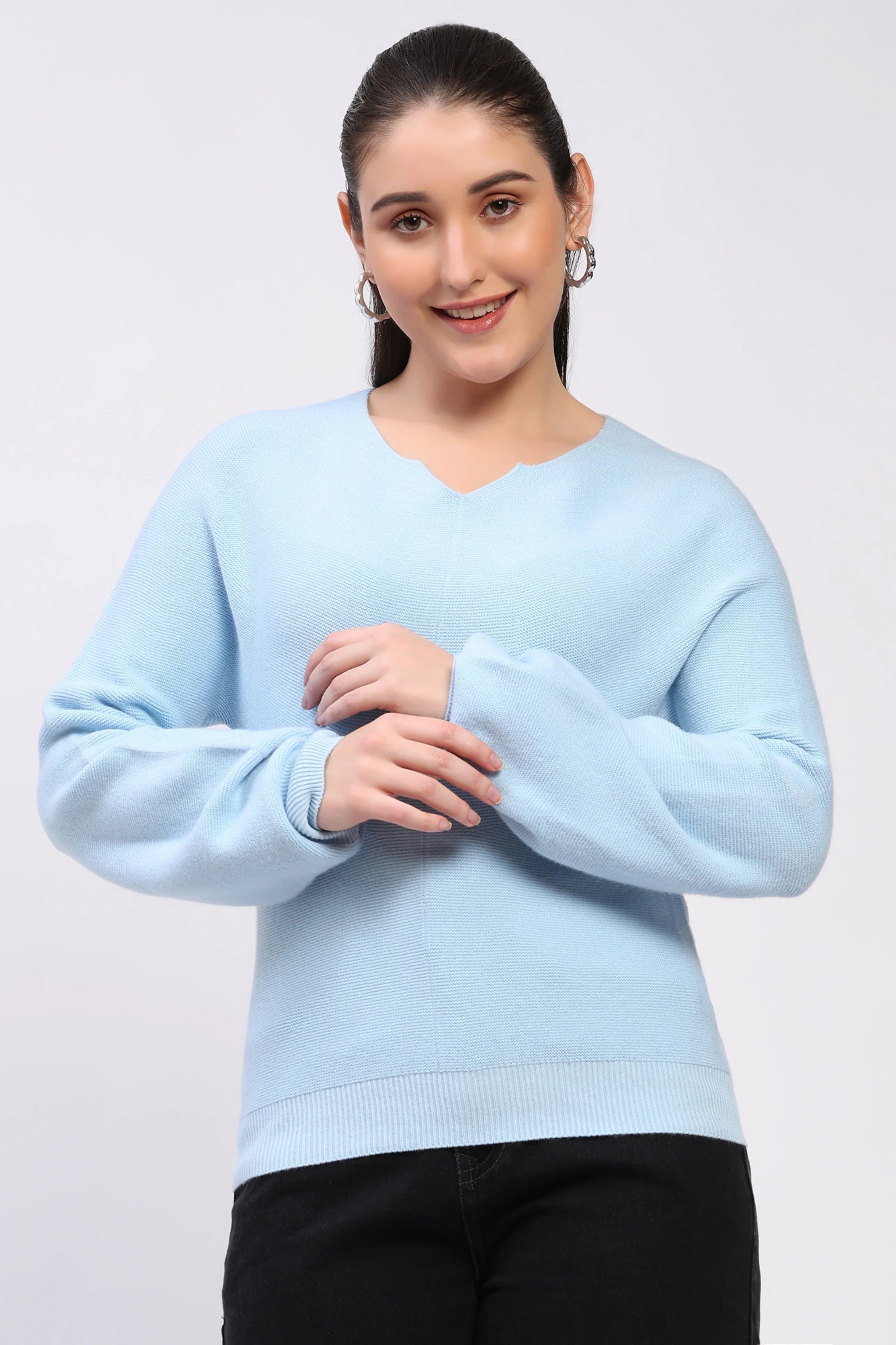Sky Blue Wool Blend Pullover-Global Republic