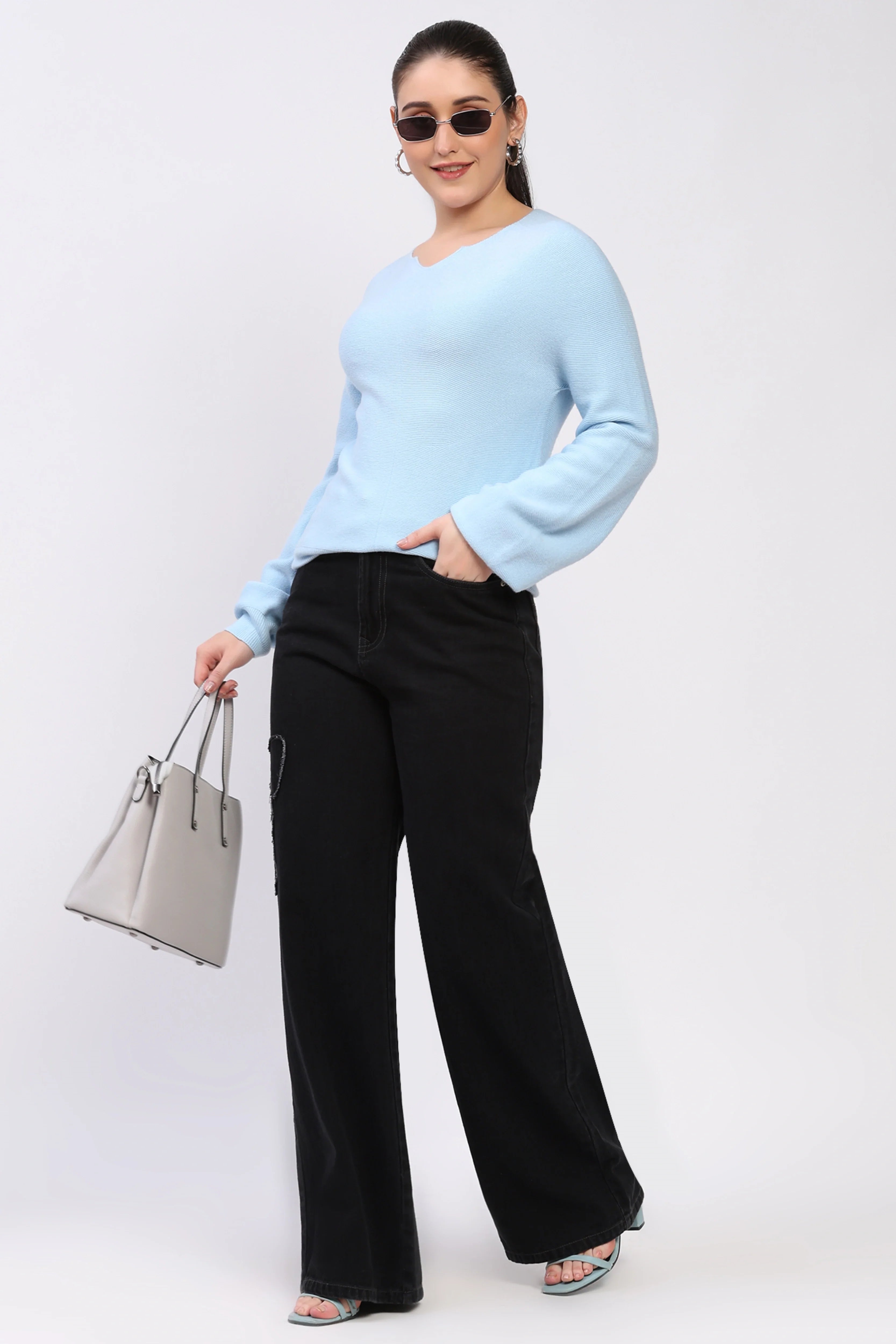 Sky Blue Wool Blend Pullover-Global Republic