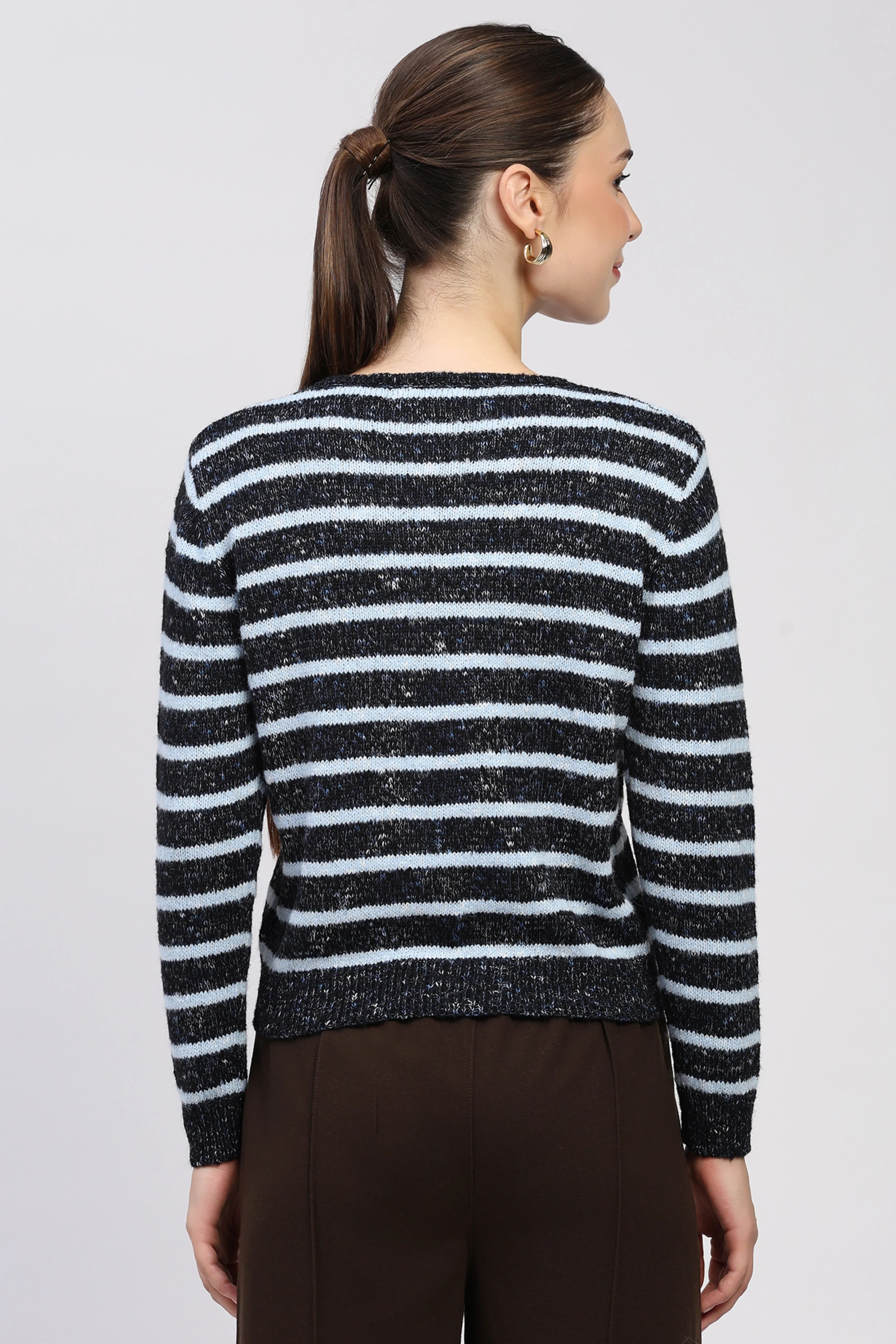 Navy Melange Gold-Button Cardigan