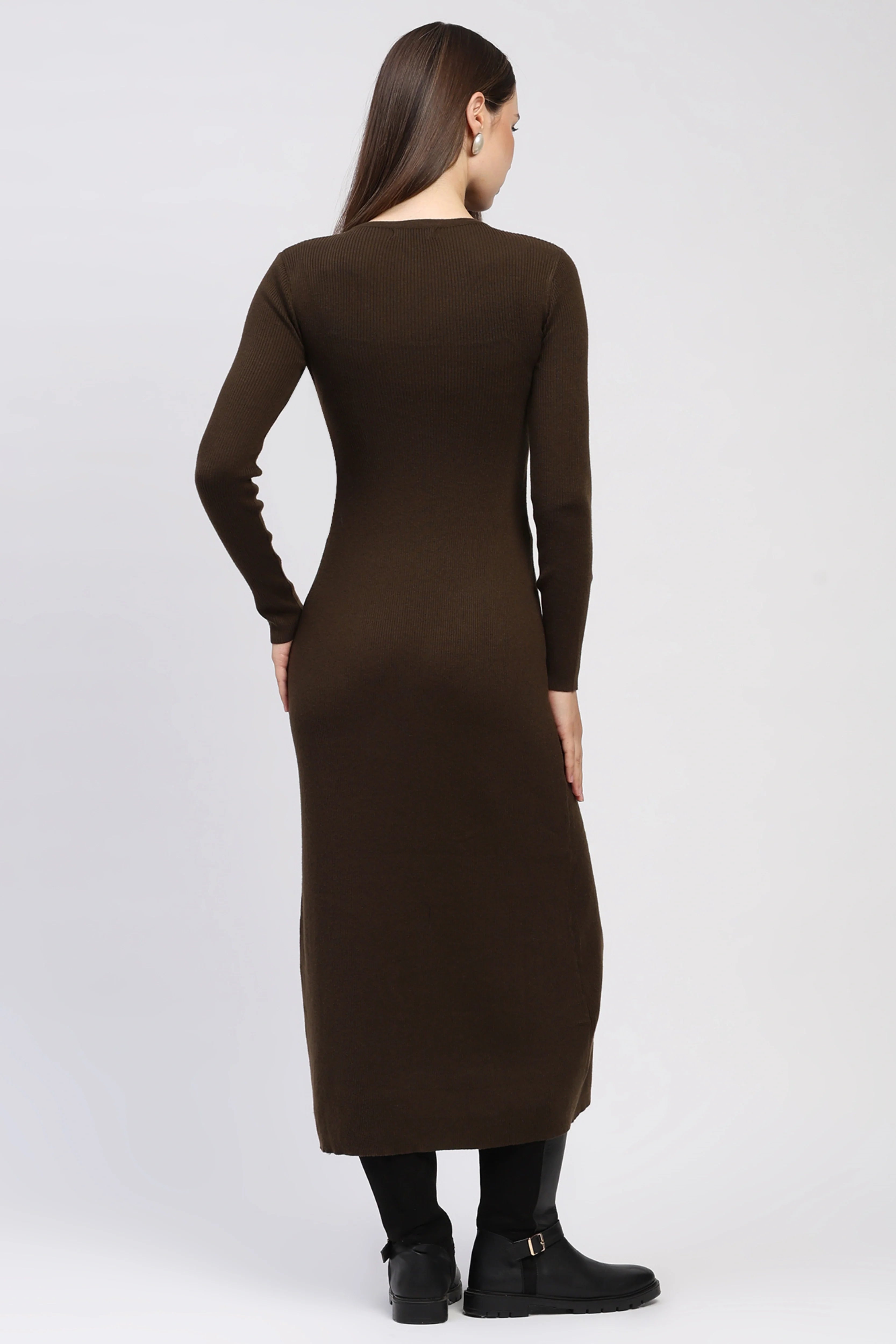 Brown Knit Winter Maxi Dress