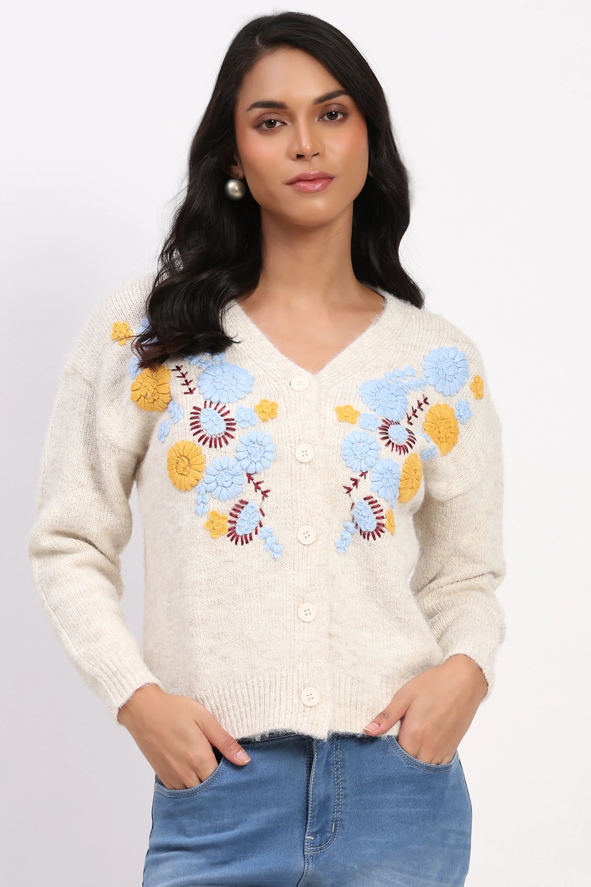 Bloom Floral Wool Cardigan-Global Republic